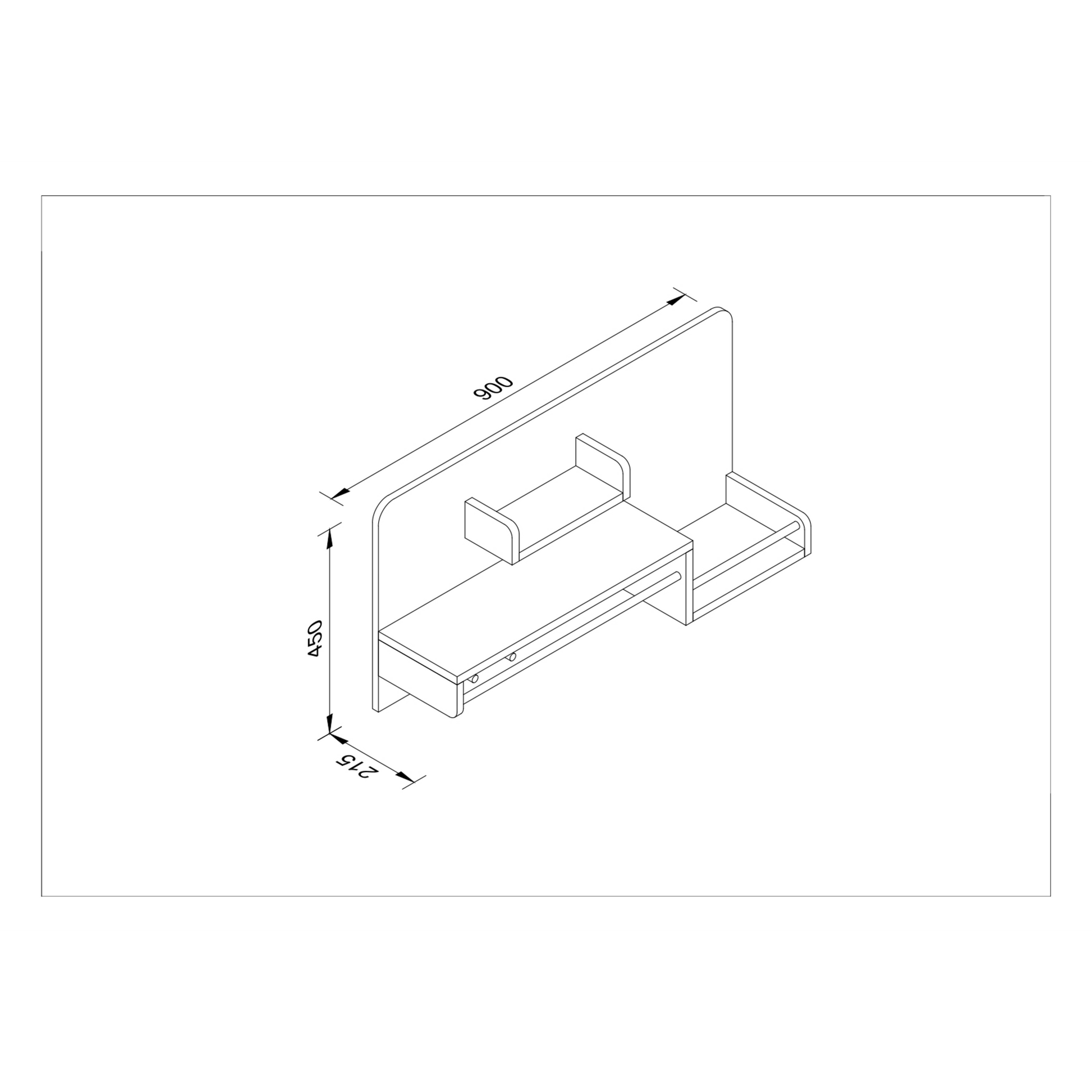 Alpaka Kaia Kids Hanging Shelf, White, 90x21.5x45cm