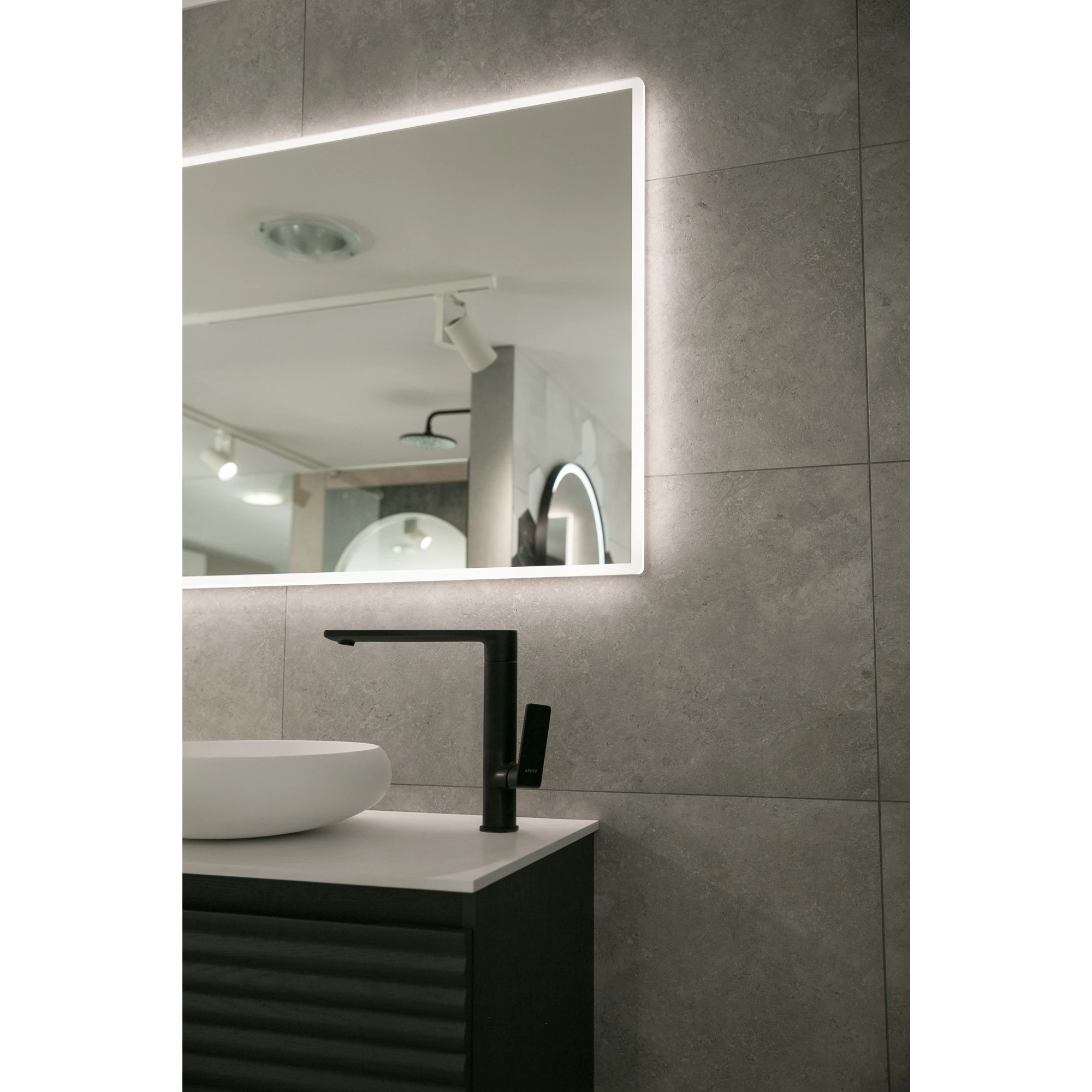 Aruvo Arled Rectangle LED Acrylic Frame Bathroom Mirror with Demister 90cm