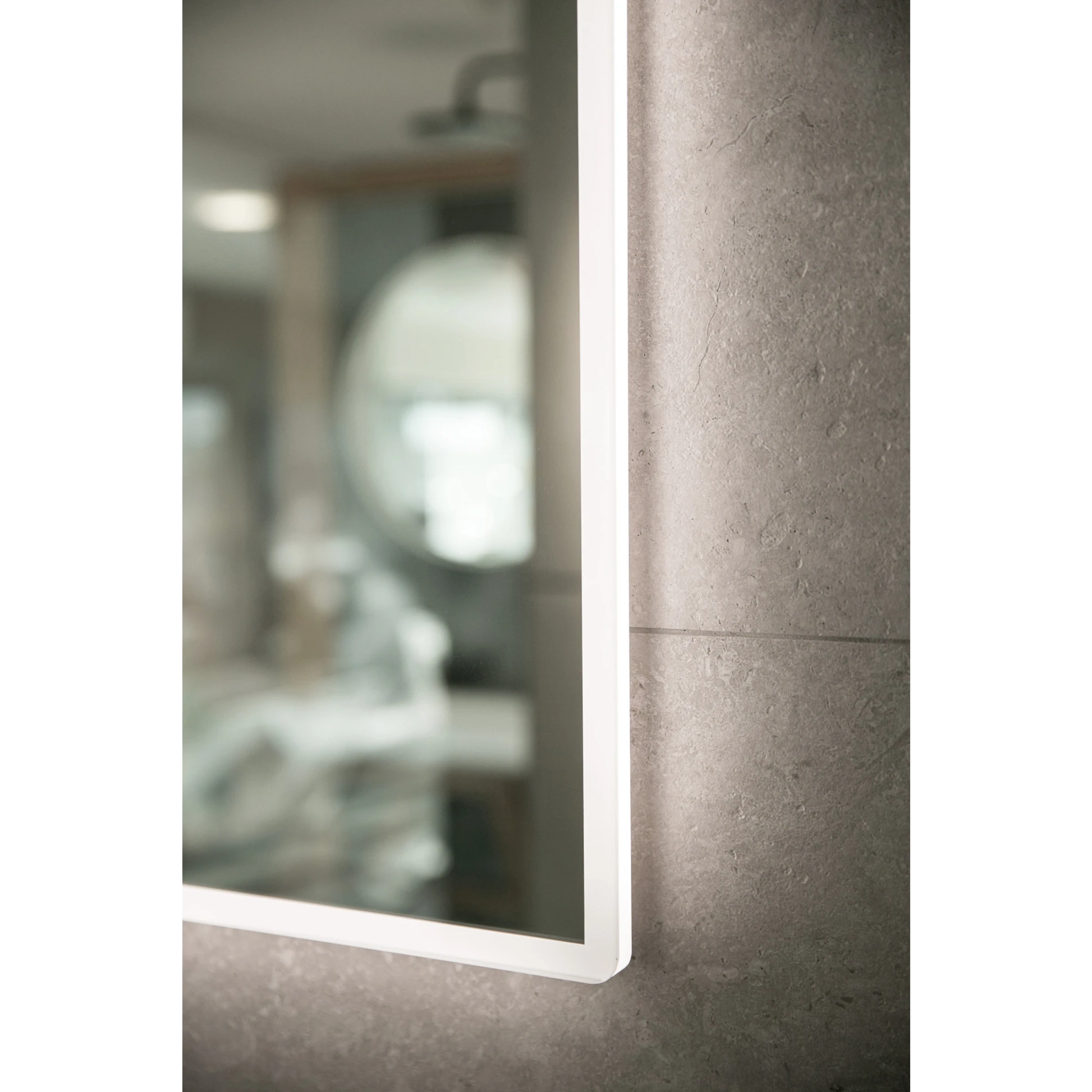 Aruvo Arled Rectangle LED Acrylic Frame Bathroom Mirror with Demister 90cm