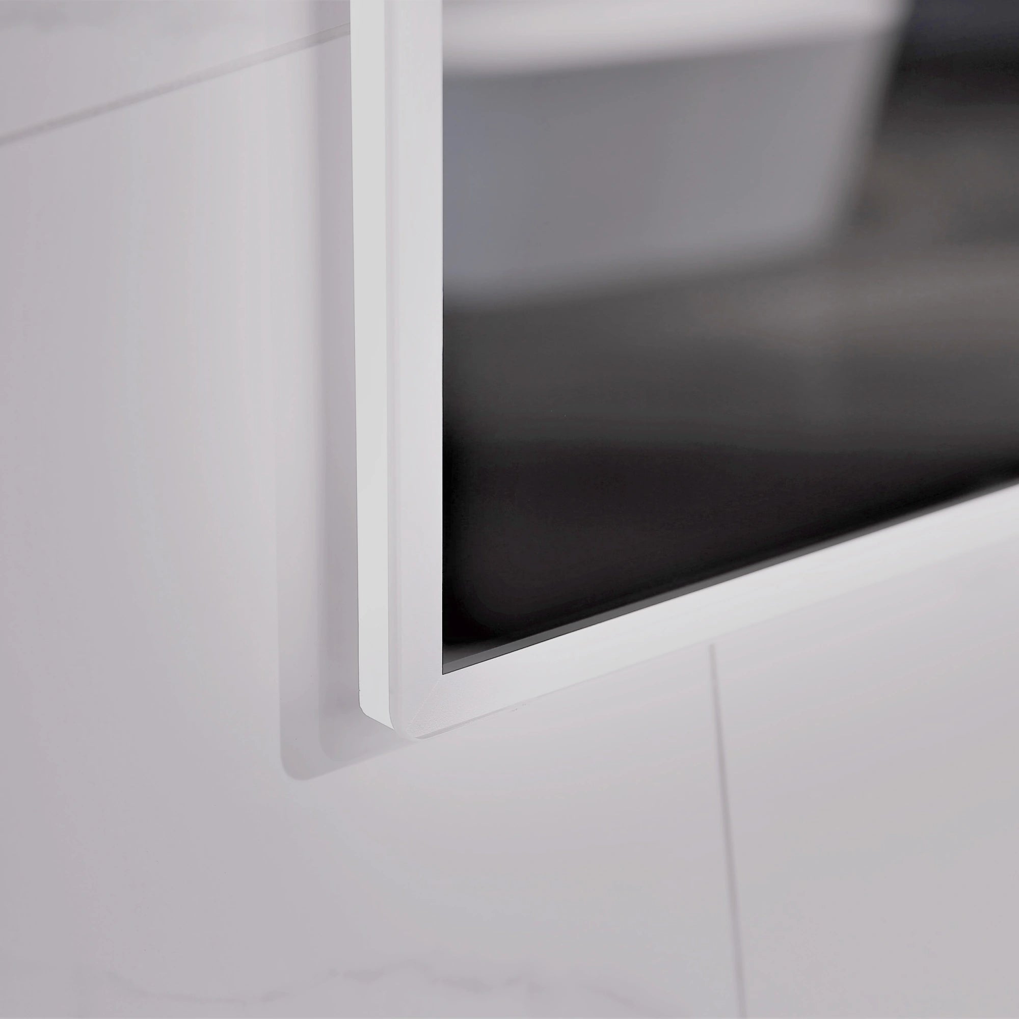 Aruvo Arled Rectangle LED Acrylic Frame Bathroom Mirror with Demister 90cm