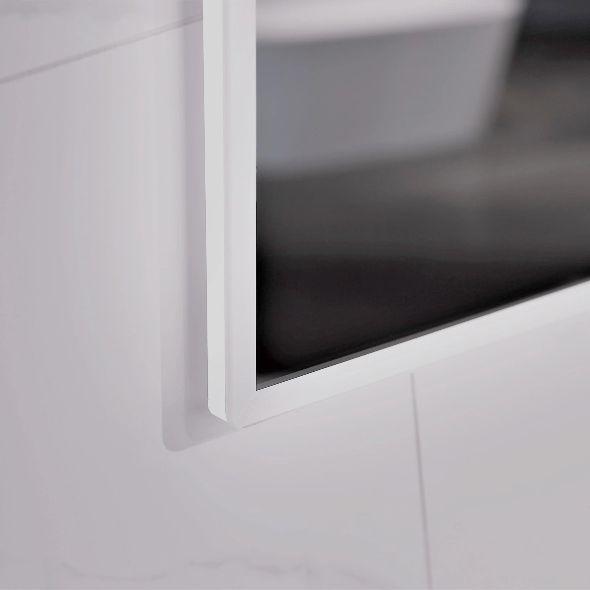 Aruvo Arled Rectangle LED Acrylic Frame Bathroom Mirror with Demister 90cm