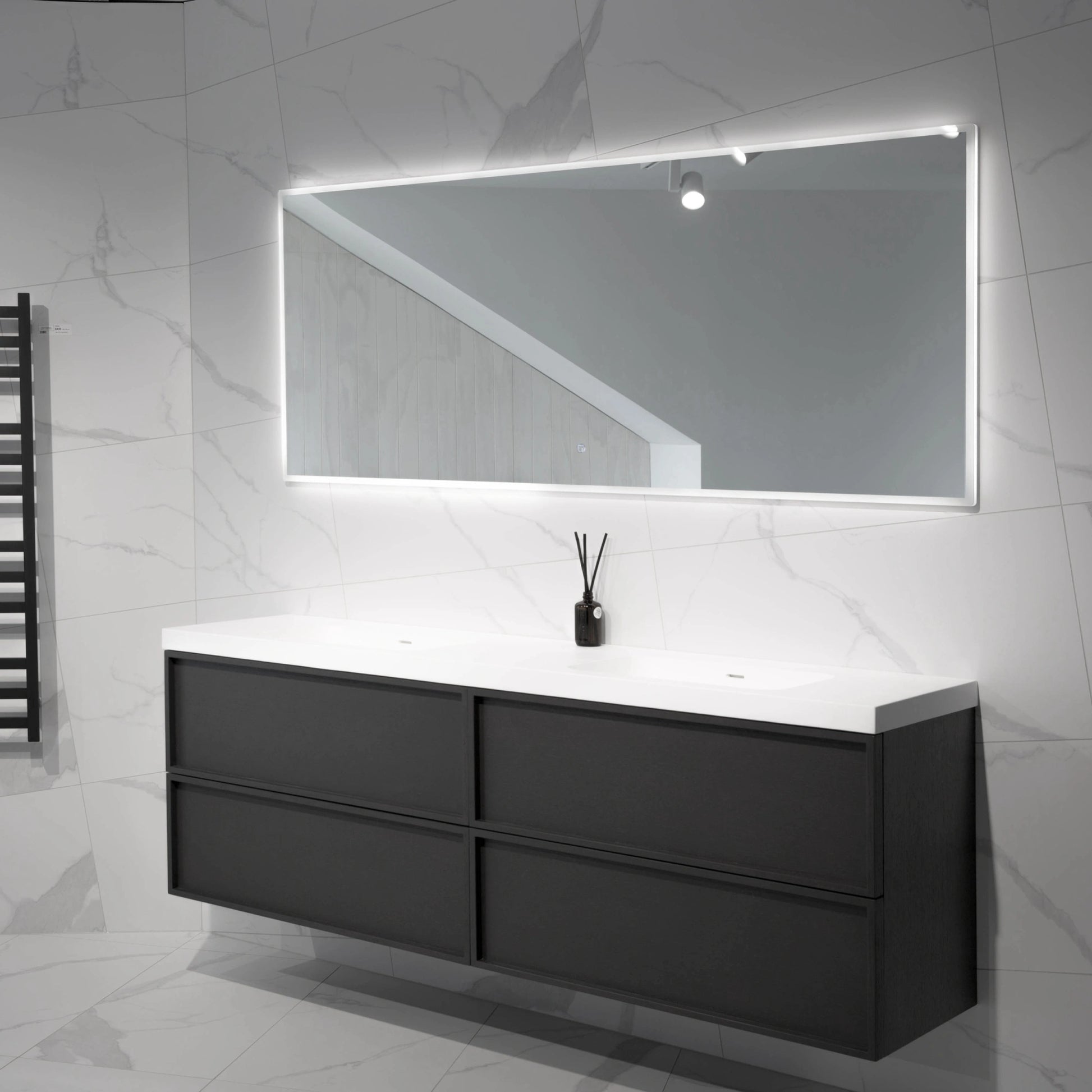 Aruvo ArledRectangle LED Acrylic Frame Bathroom Mirror with Demister 180cm