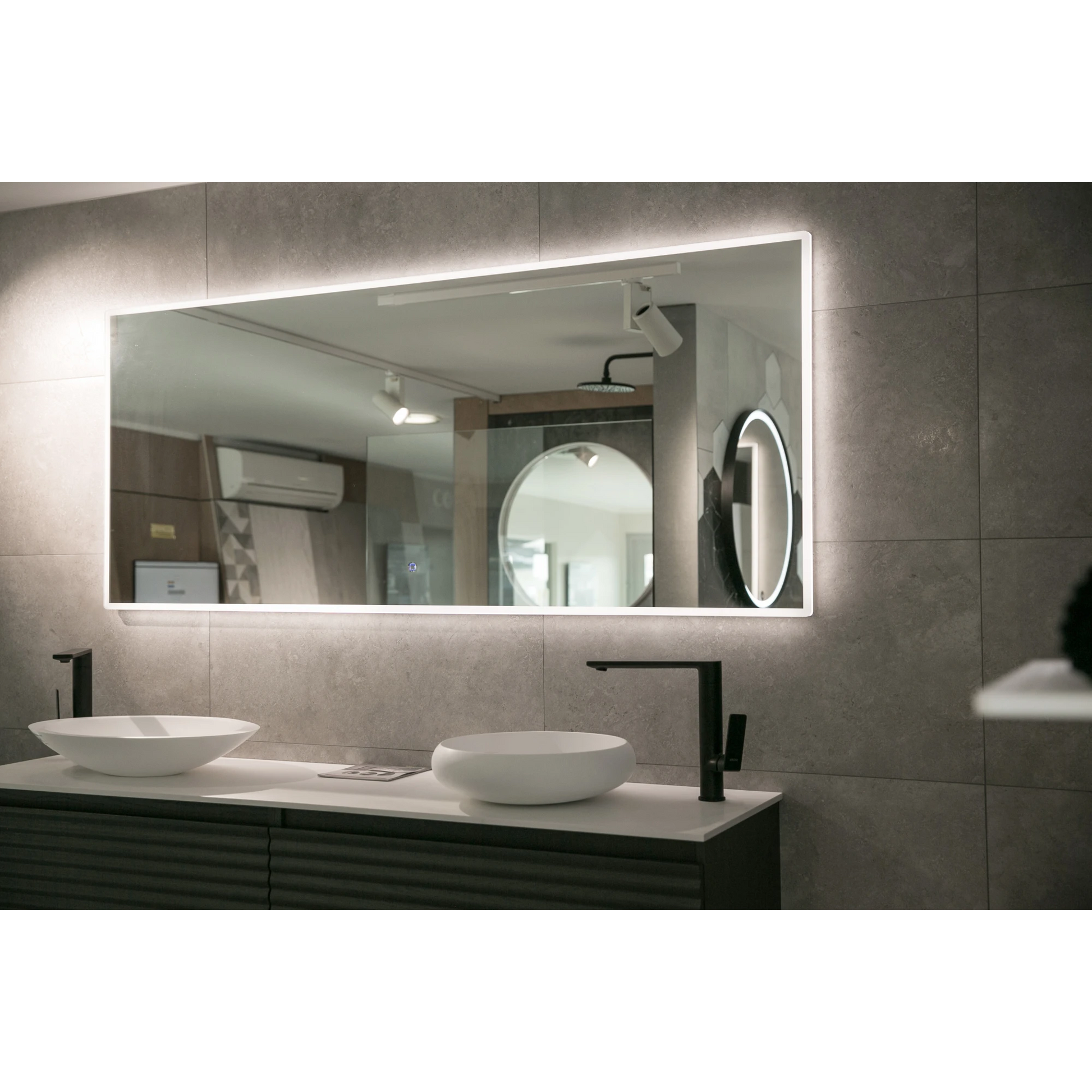 Aruvo ArledRectangle LED Acrylic Frame Bathroom Mirror with Demister 180cm