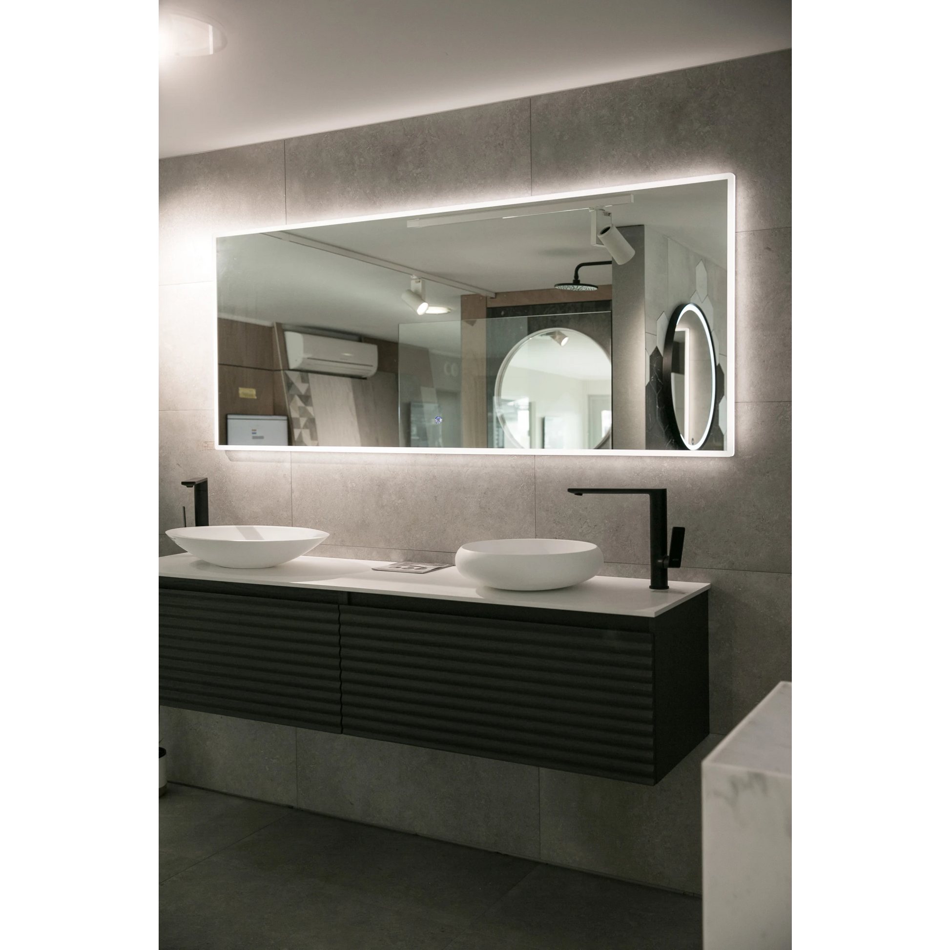 Aruvo ArledRectangle LED Acrylic Frame Bathroom Mirror with Demister 180cm