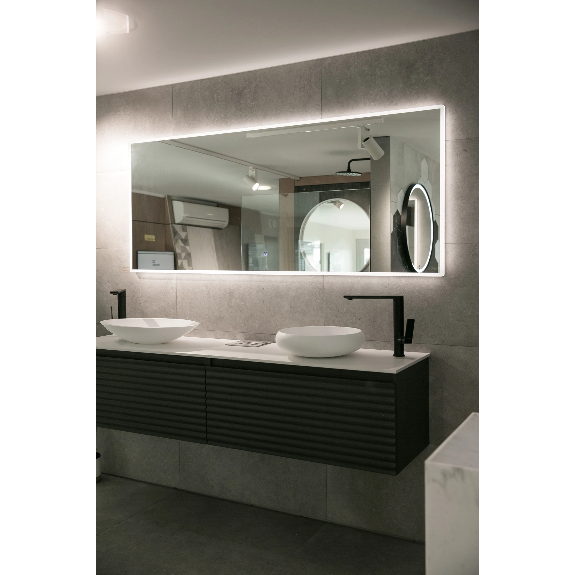 Aruvo ArledRectangle LED Acrylic Frame Bathroom Mirror with Demister 180cm