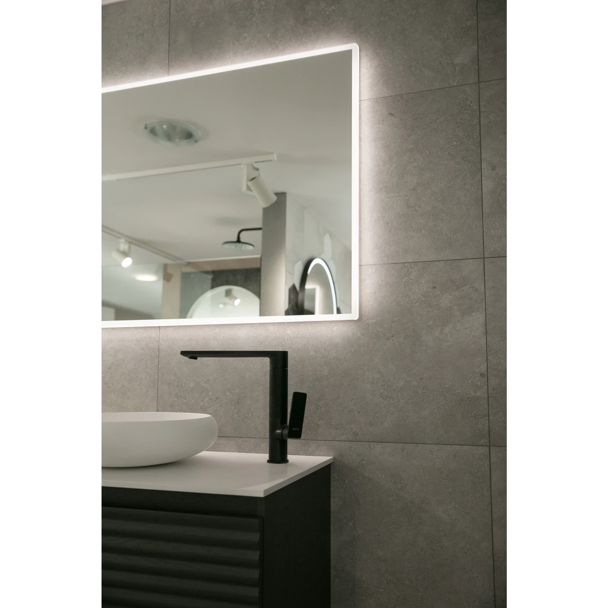 Aruvo Arled Rectangle LED Acrylic Frame Bathroom Mirror with Demister 180cm