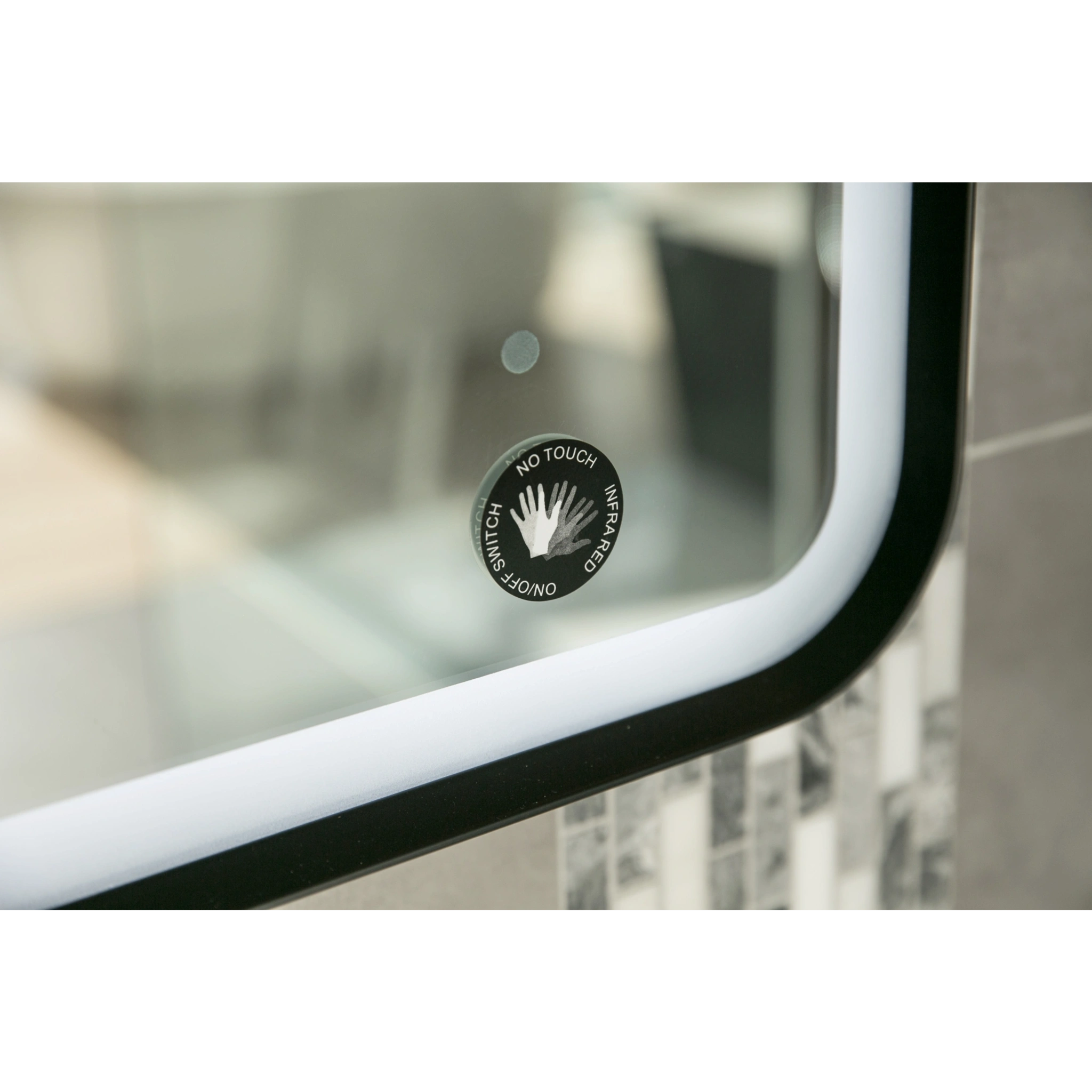 Aruvo Frled Rectangle Black Metal Frame LED Bathroom Mirror 120cm