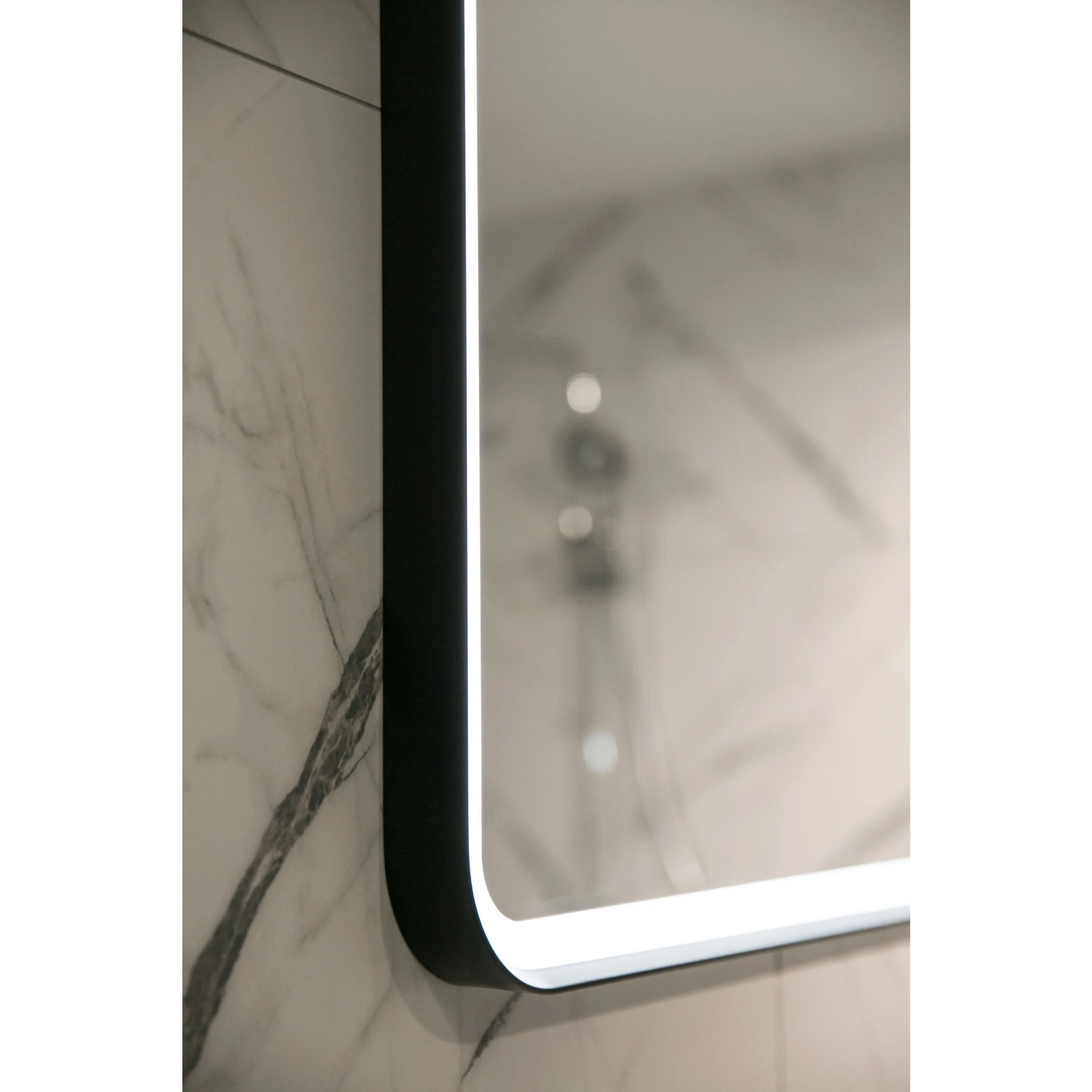 Aruvo Frled Rectangle Black Metal Frame LED Bathroom Mirror 120cm