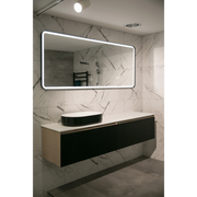 Aruvo Frled Rectangle Black Metal Frame LED Bathroom Mirror 180cm