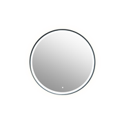 Aruvo Frled Round Black Metal Frame LED Bathroom Mirror 60cm