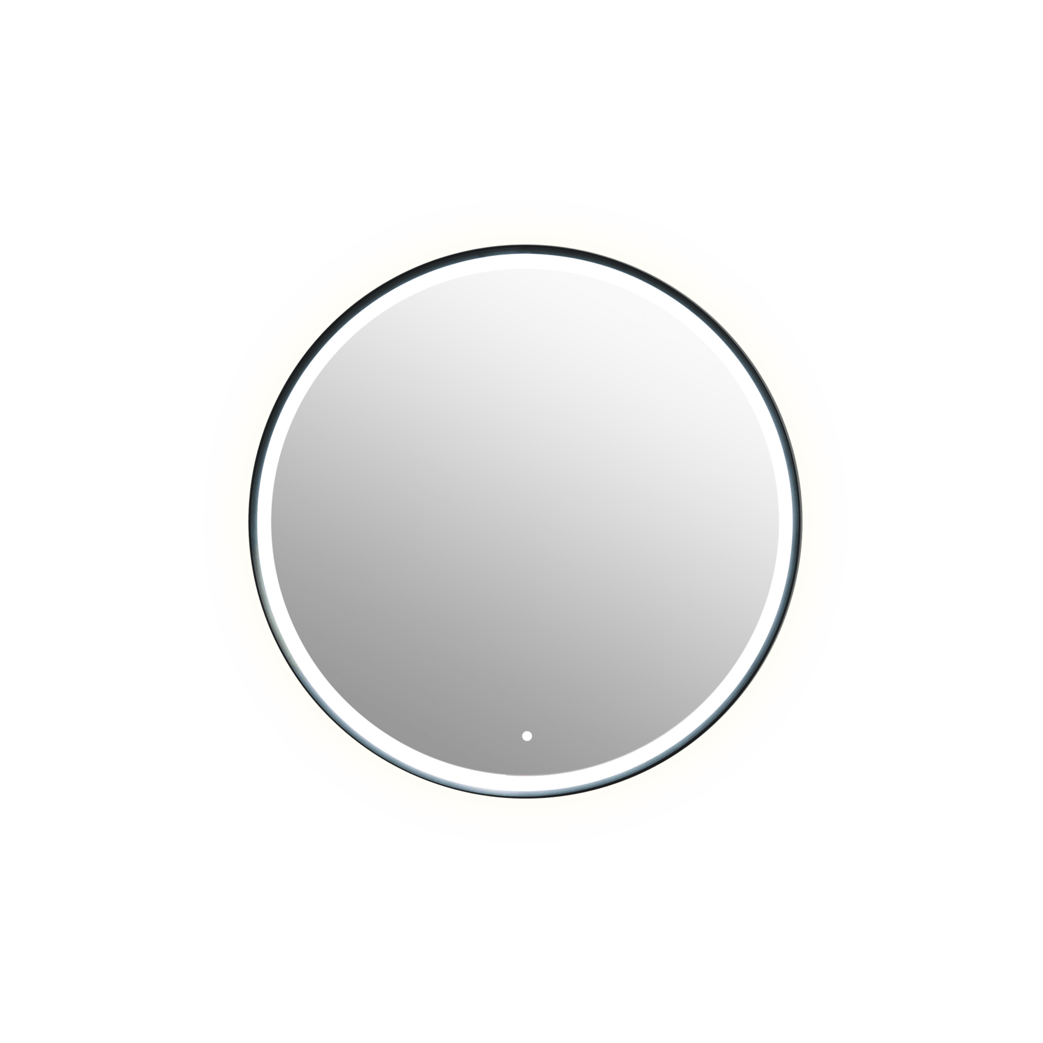 Aruvo Frled Round Black Metal Frame LED Bathroom Mirror 60cm