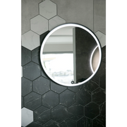 Aruvo Frled Round Black Metal Frame LED Bathroom Mirror 75cm