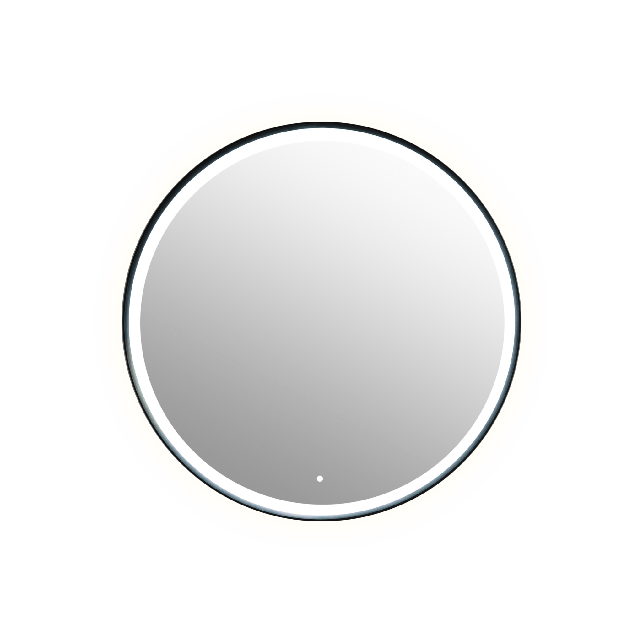 Aruvo Frled Round Black Metal Frame LED Bathroom Mirror 75cm