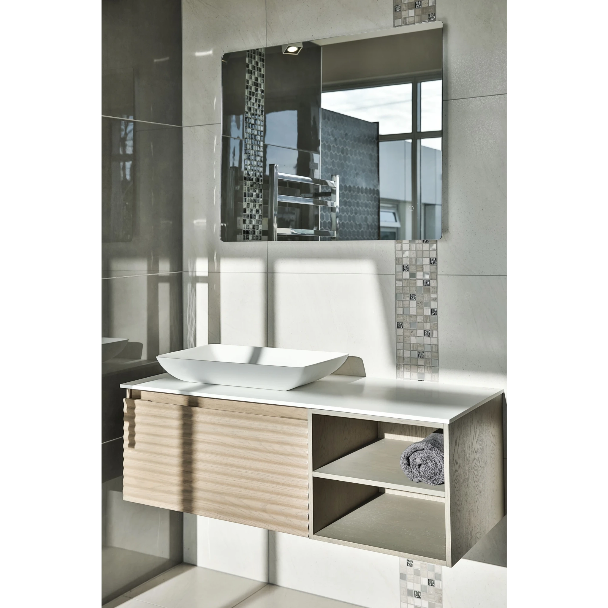 Aruvo Nfled Rectangle Frameless Bathroom Mirror with LED 90cm