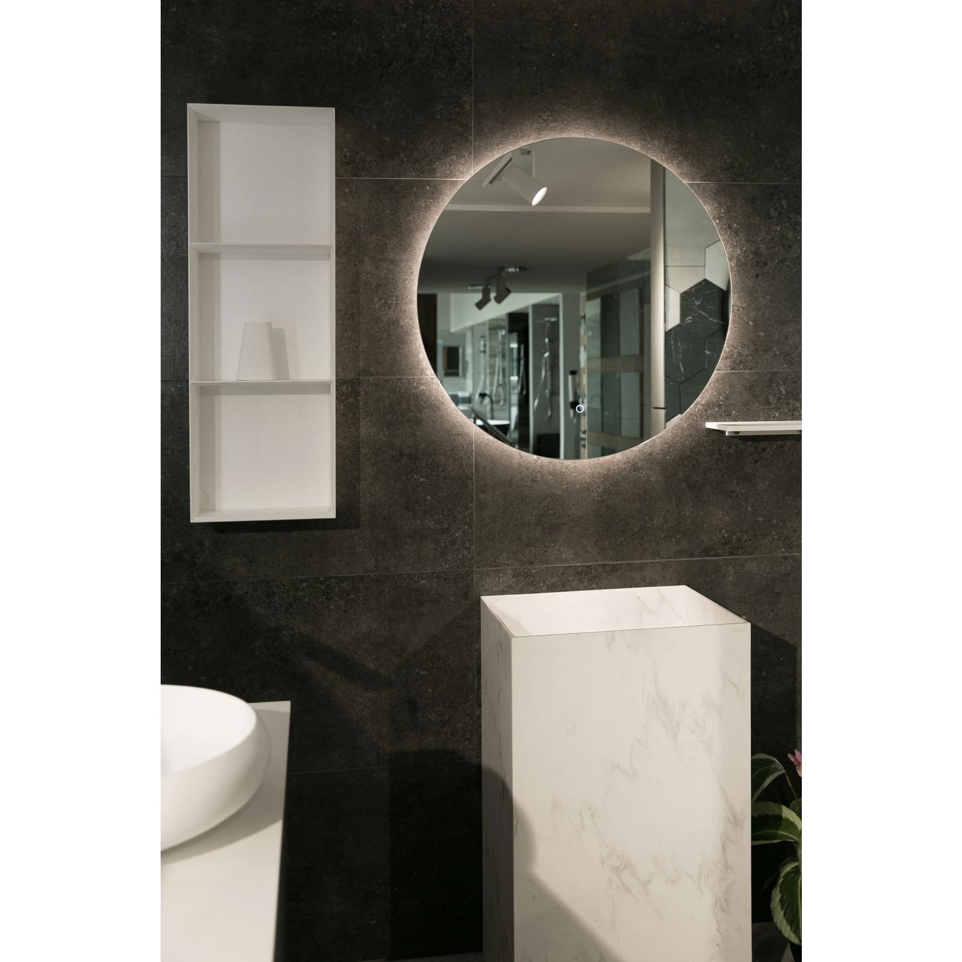 Aruvo Nfled Round Frameless Bathroom Mirror with LED 75cm