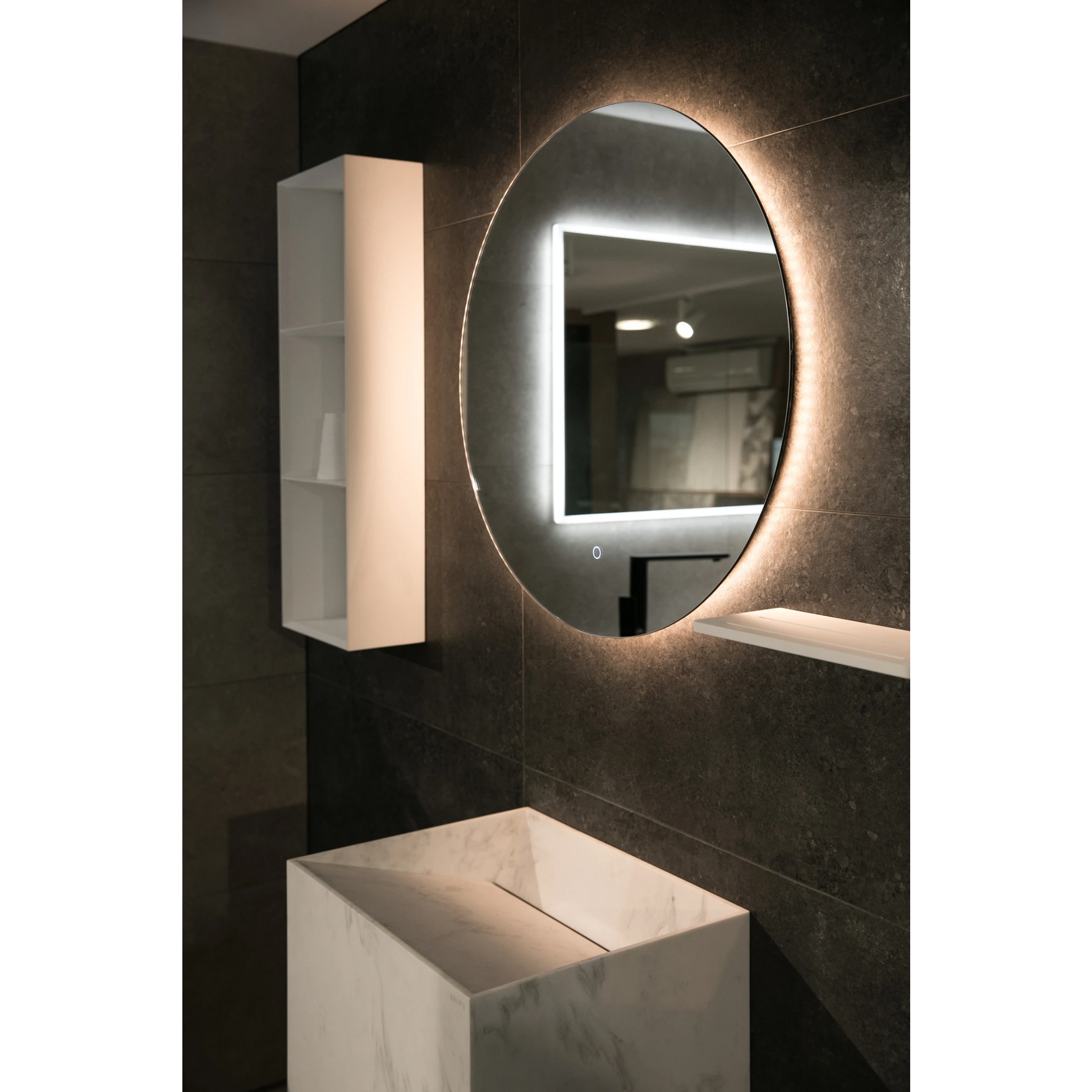 Aruvo Nfled Round Frameless Bathroom Mirror with LED 75cm
