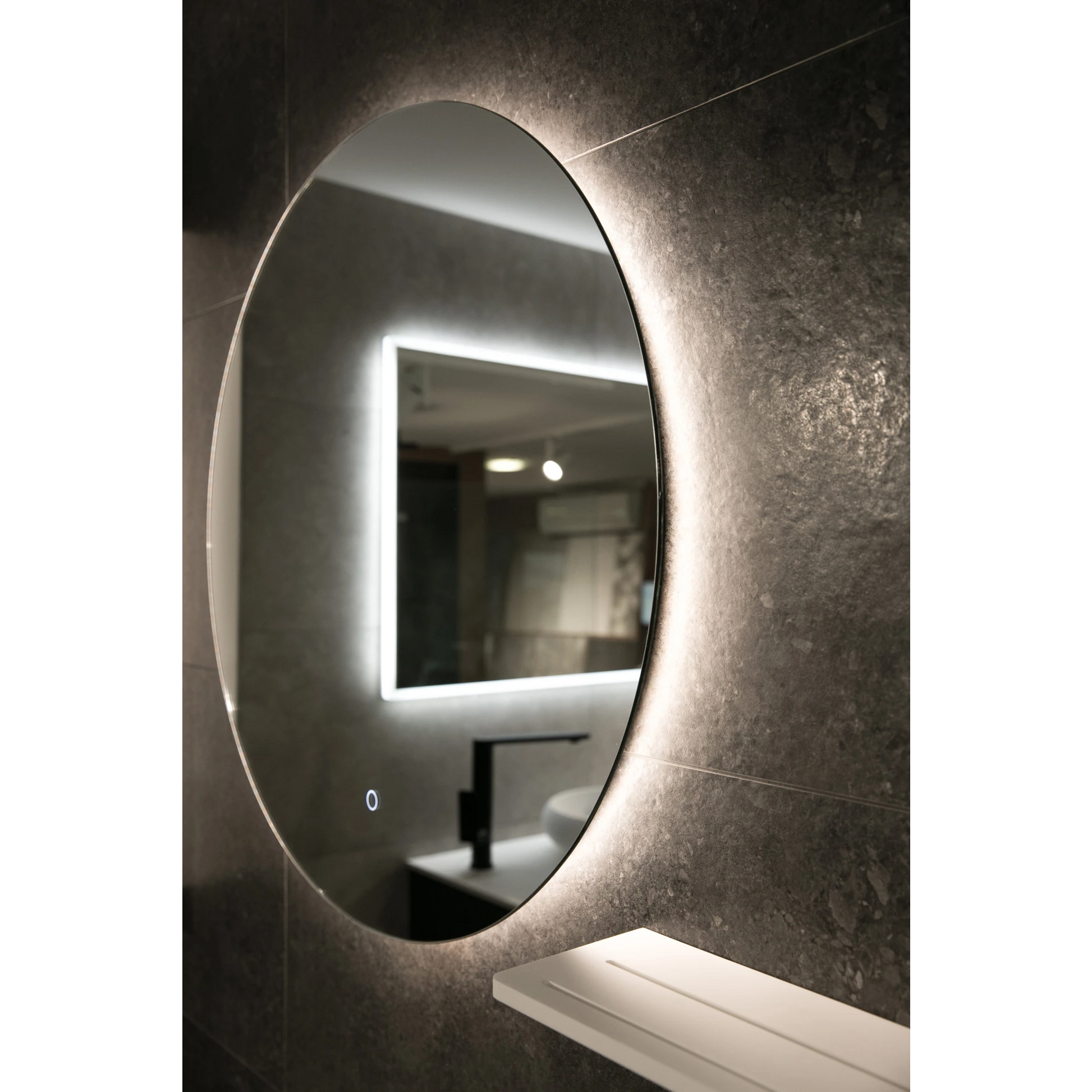 Aruvo Nfled Round Frameless Bathroom Mirror with LED 75cm