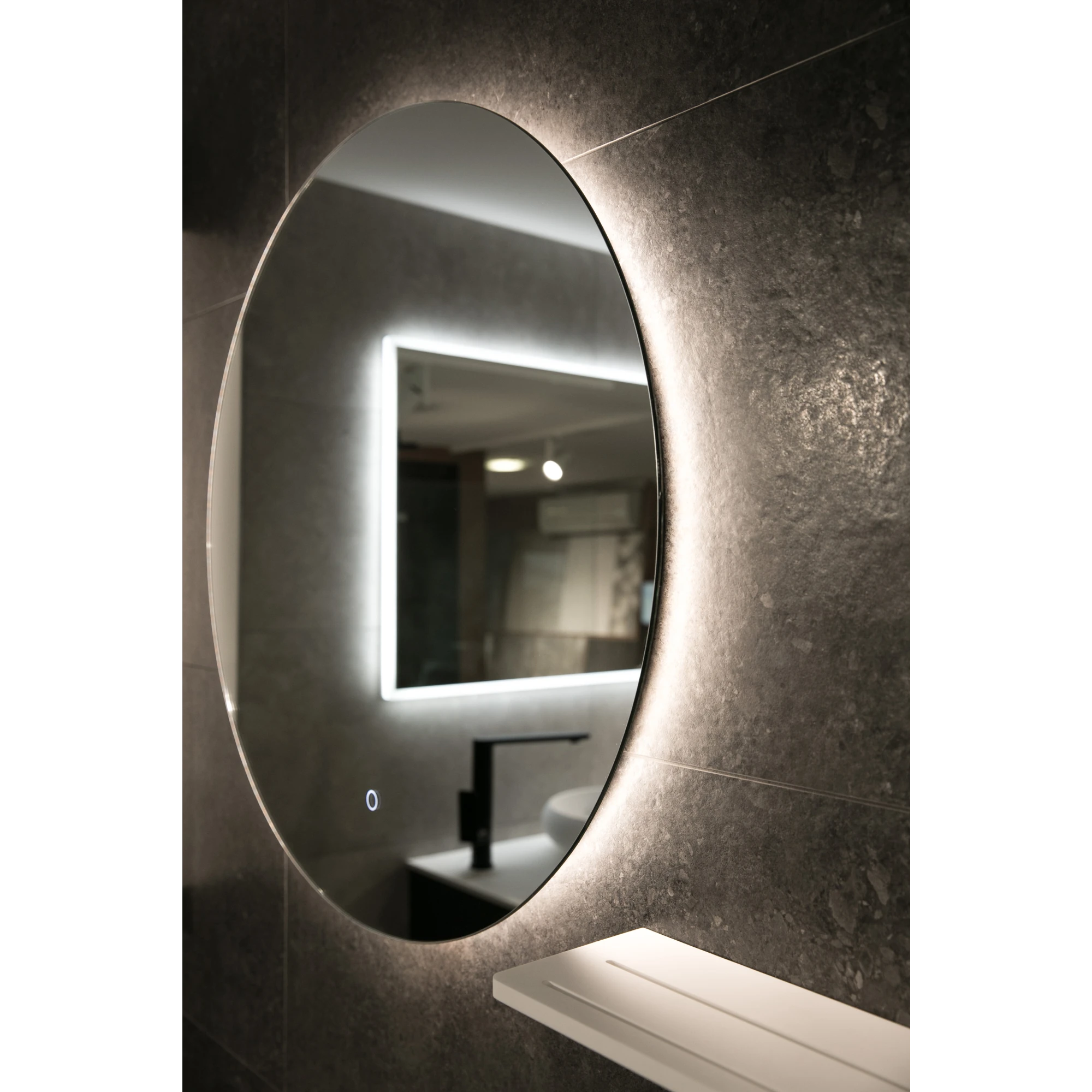 Aruvo Nfled Round Frameless Bathroom Mirror with LED 75cm