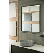 Aruvo Cstone Rectangle Composite Stone Bathroom Mirror Black 90cm
