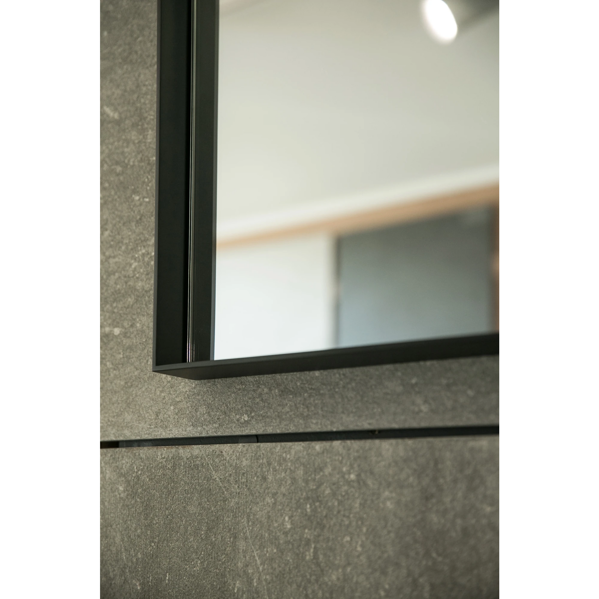 Aruvo Cstone Rectangle Composite Stone Bathroom Mirror Black 90cm