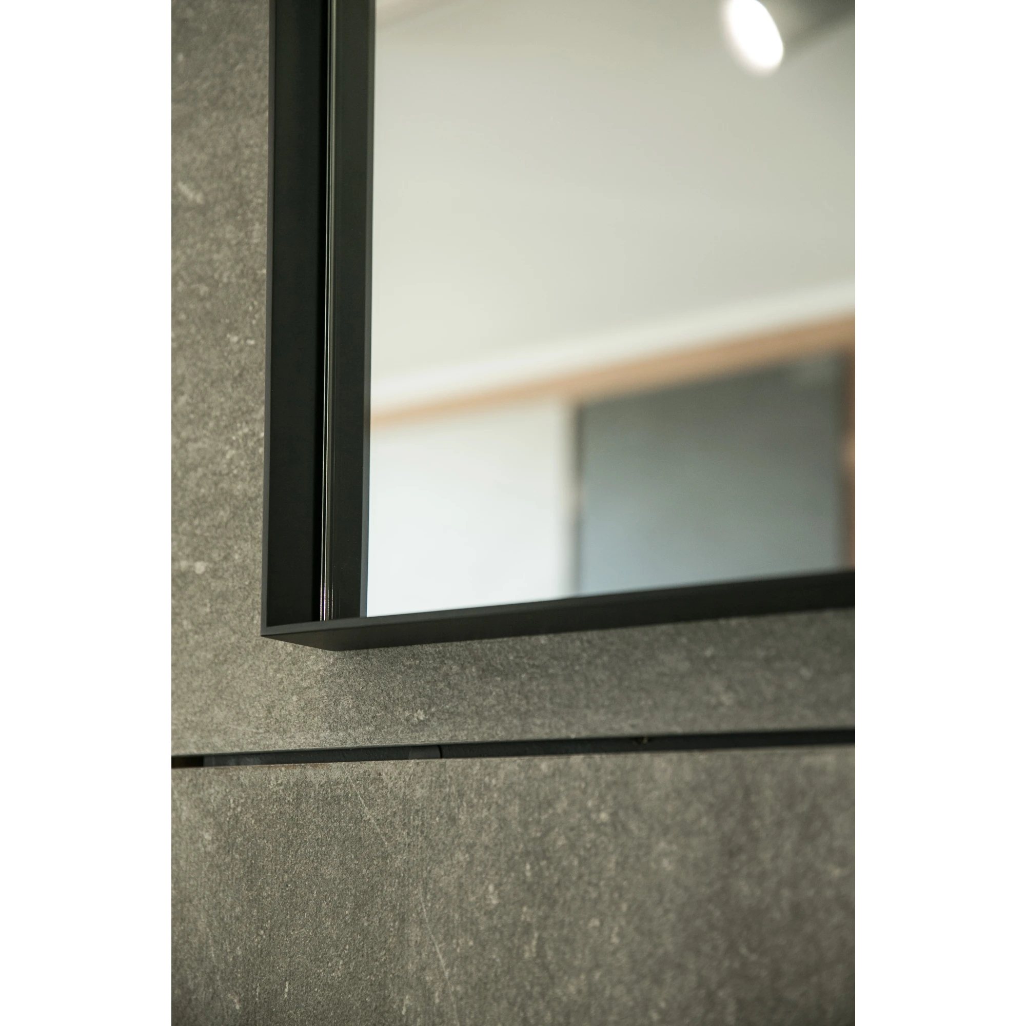 Aruvo Cstone Rectangle Composite Stone Bathroom Mirror Black 90cm