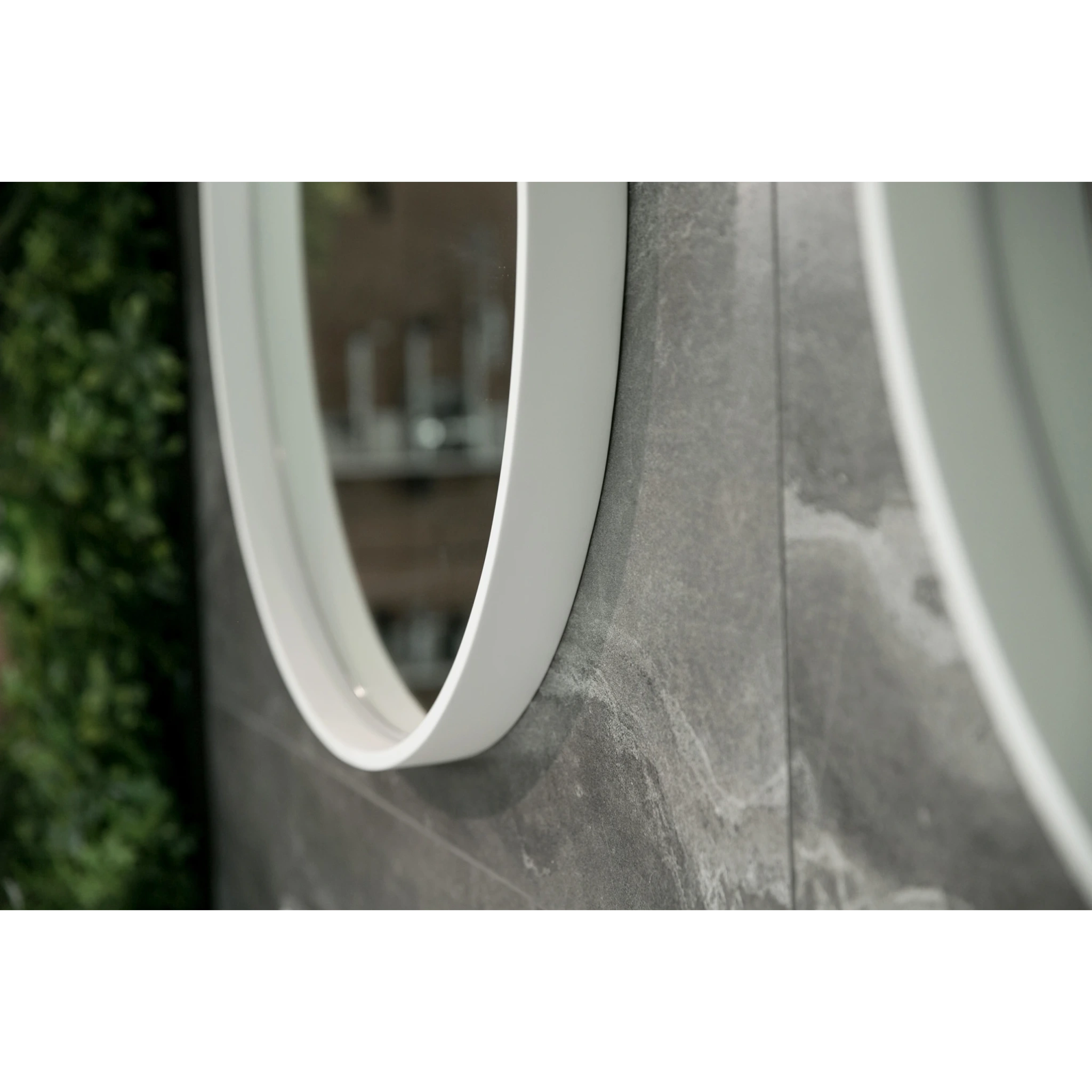 Aruvo Cstone Round Composite Stone Bathroom Mirror White 70cm