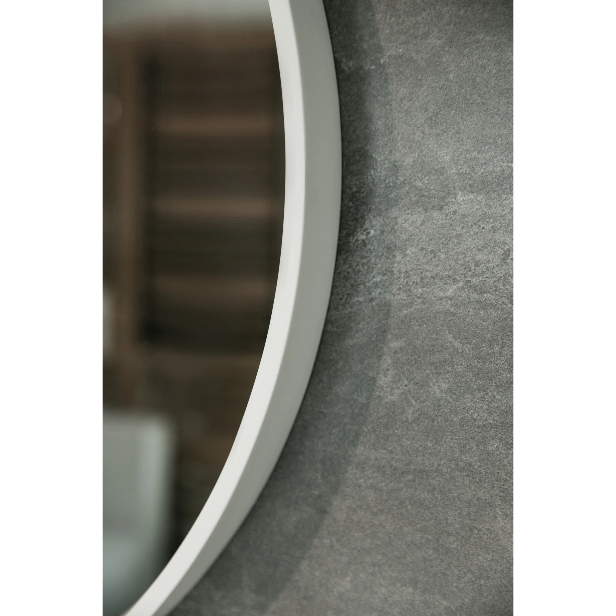 Aruvo Cstone Round Composite Stone Bathroom Mirror White 70cm