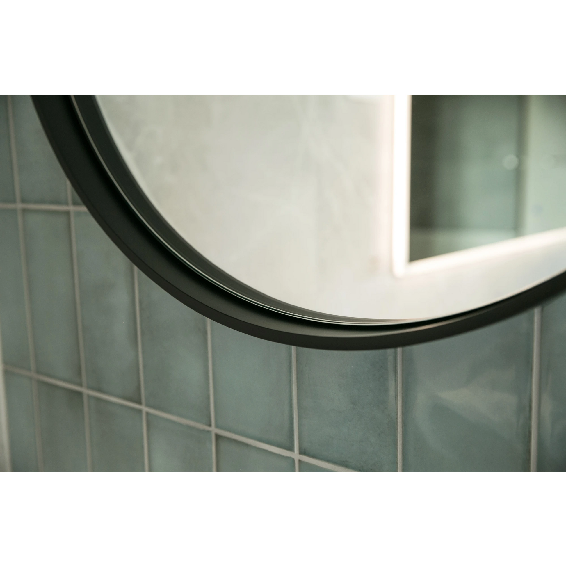 Aruvo Cstone Round Composite Stone Bathroom Mirror Black 70cm