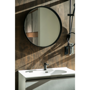 Aruvo Cstone Round Composite Stone Bathroom Mirror Black 85cm