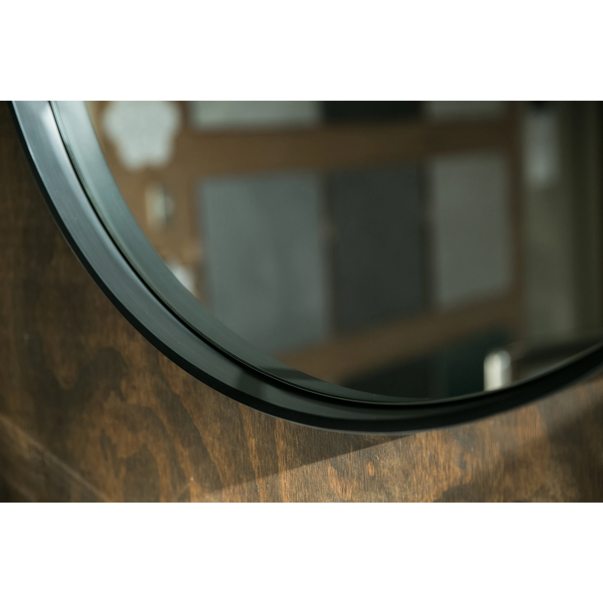 Aruvo Cstone Round Composite Stone Bathroom Mirror Black 85cm