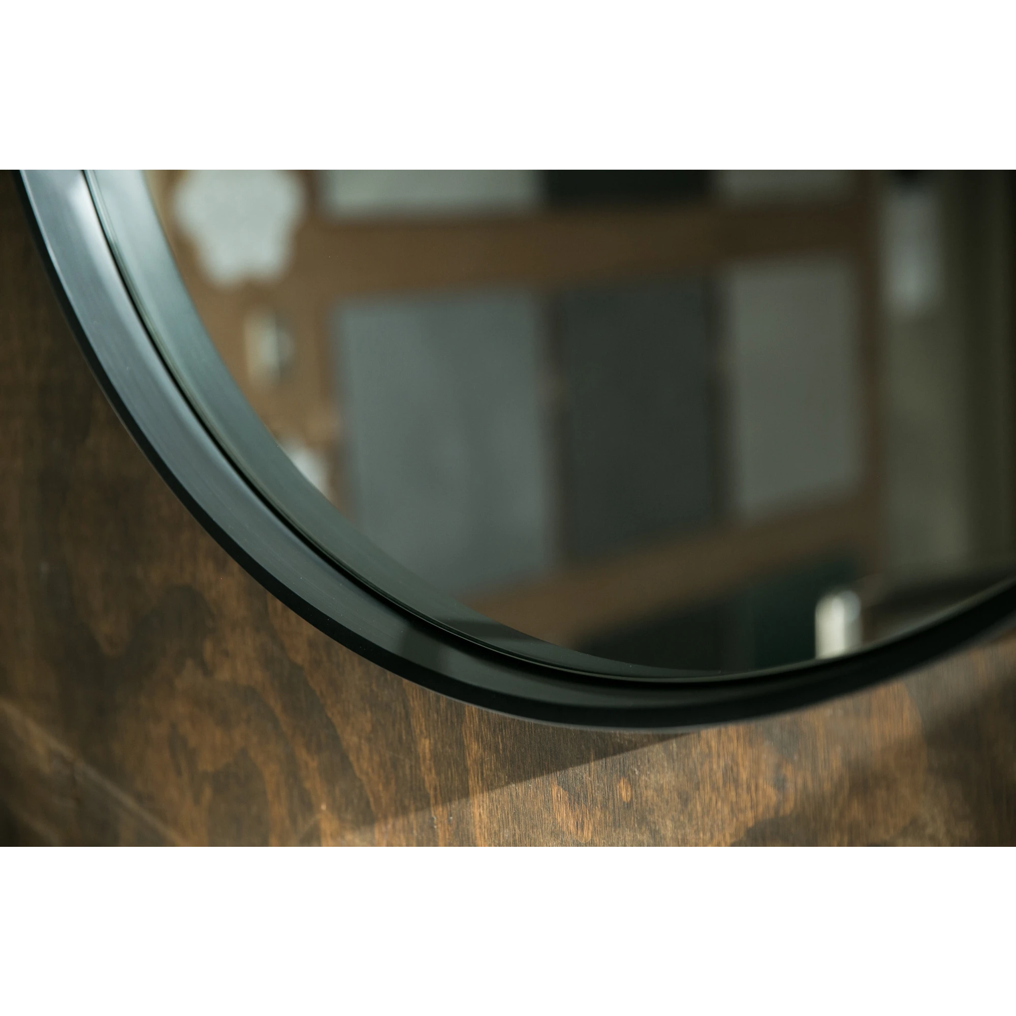 Aruvo Cstone Round Composite Stone Bathroom Mirror Black 85cm