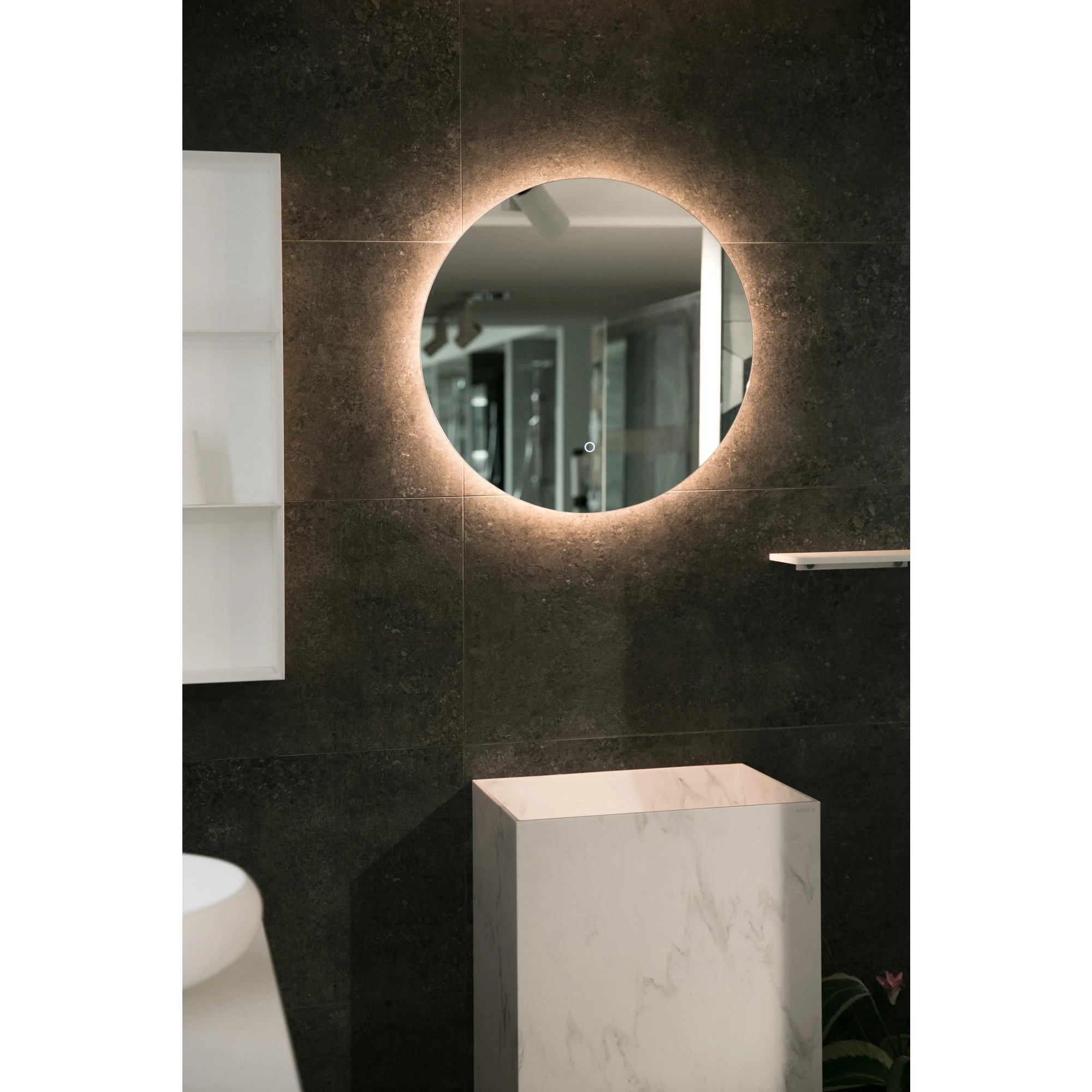 Aruvo Nfled Round Frameless Bathroom Mirror with LED 65cm