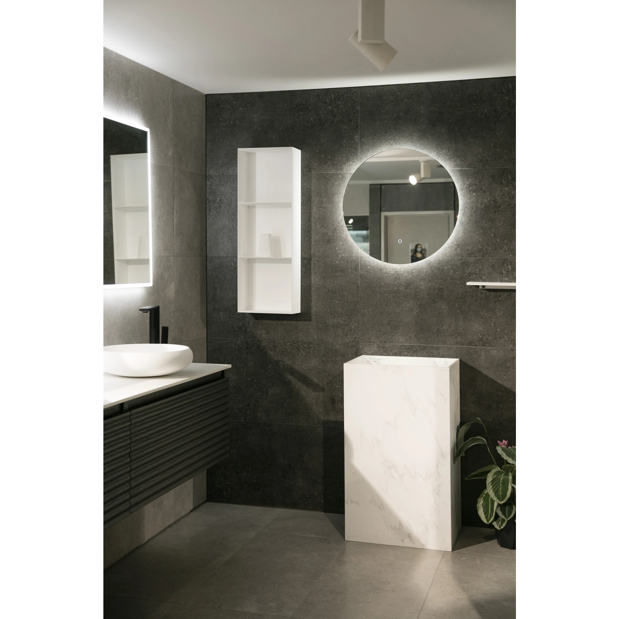 Aruvo Nfled Round Frameless Bathroom Mirror with LED 65cm