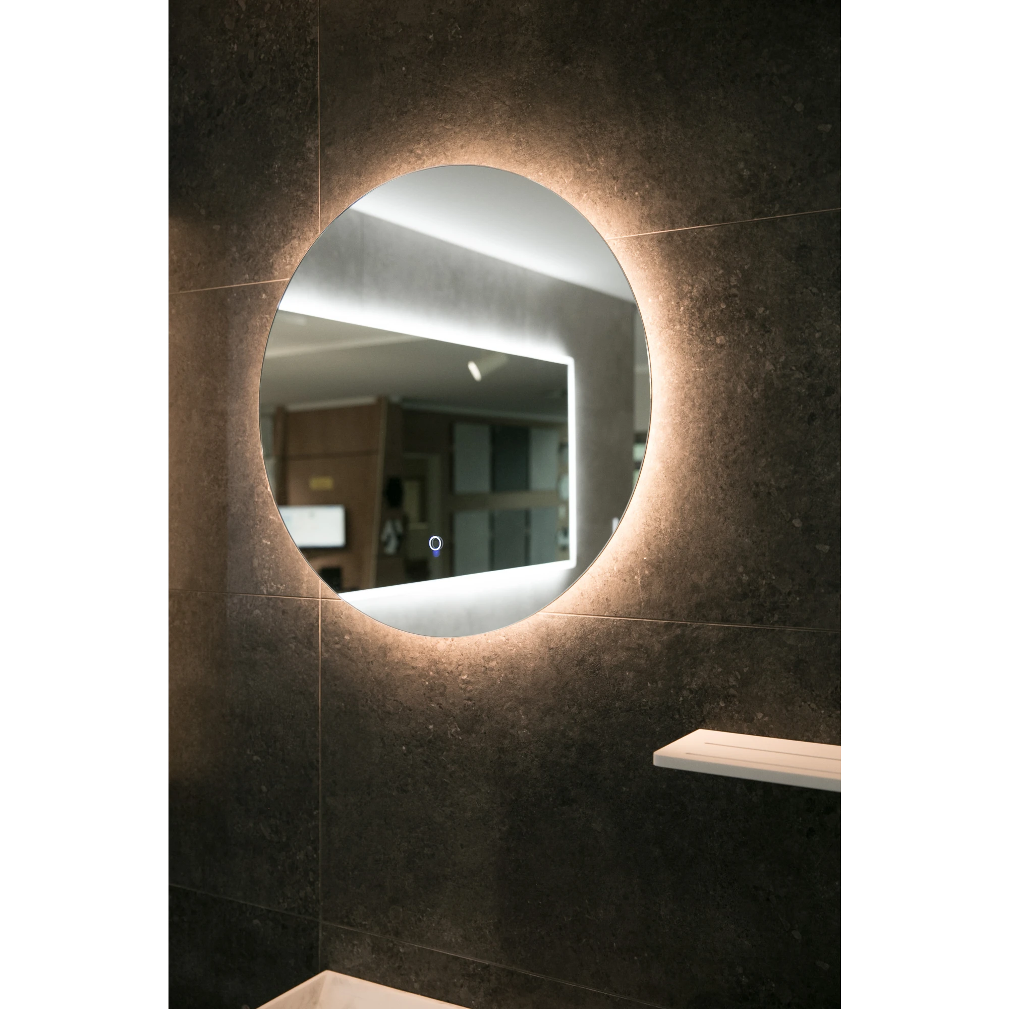 Aruvo Nfled Round Frameless Bathroom Mirror with LED 65cm