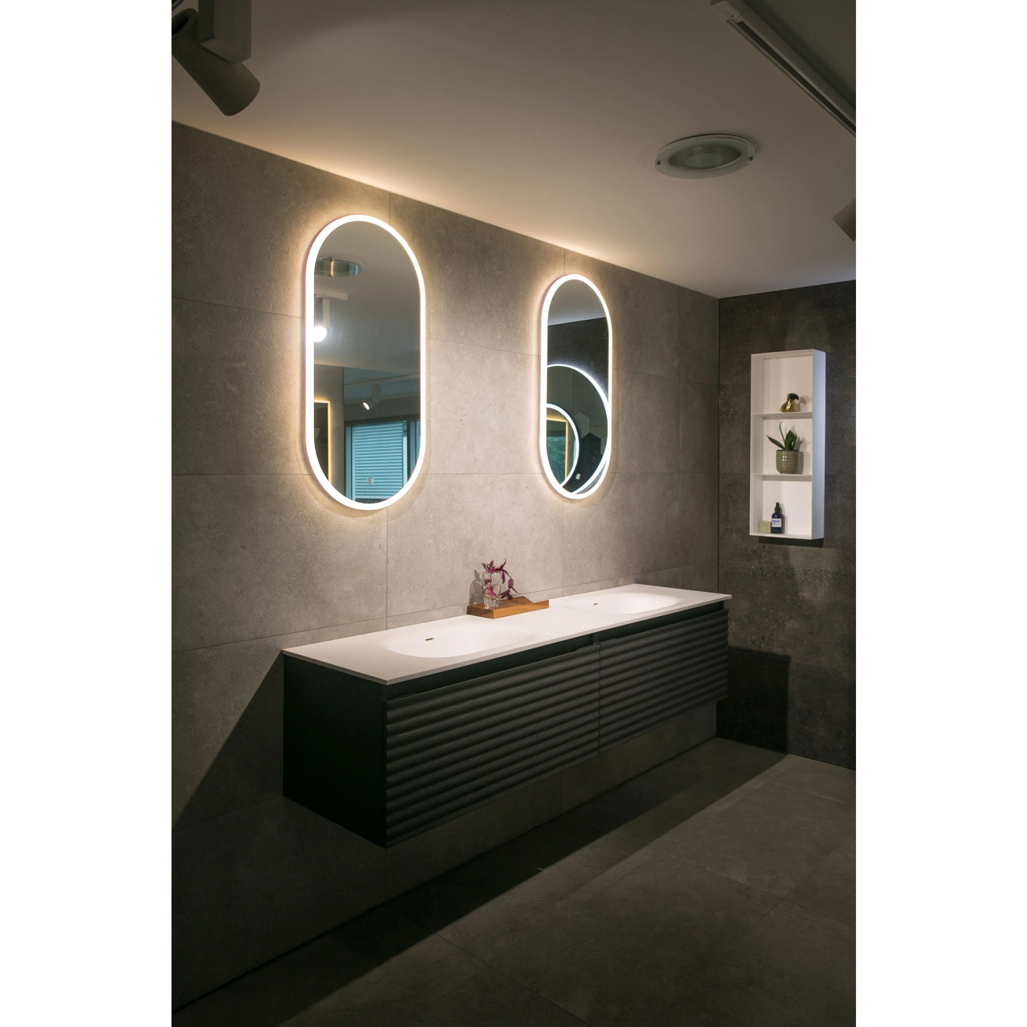 Aruvo Arled Oval Acrylic Framed LED Mirror, 90cm