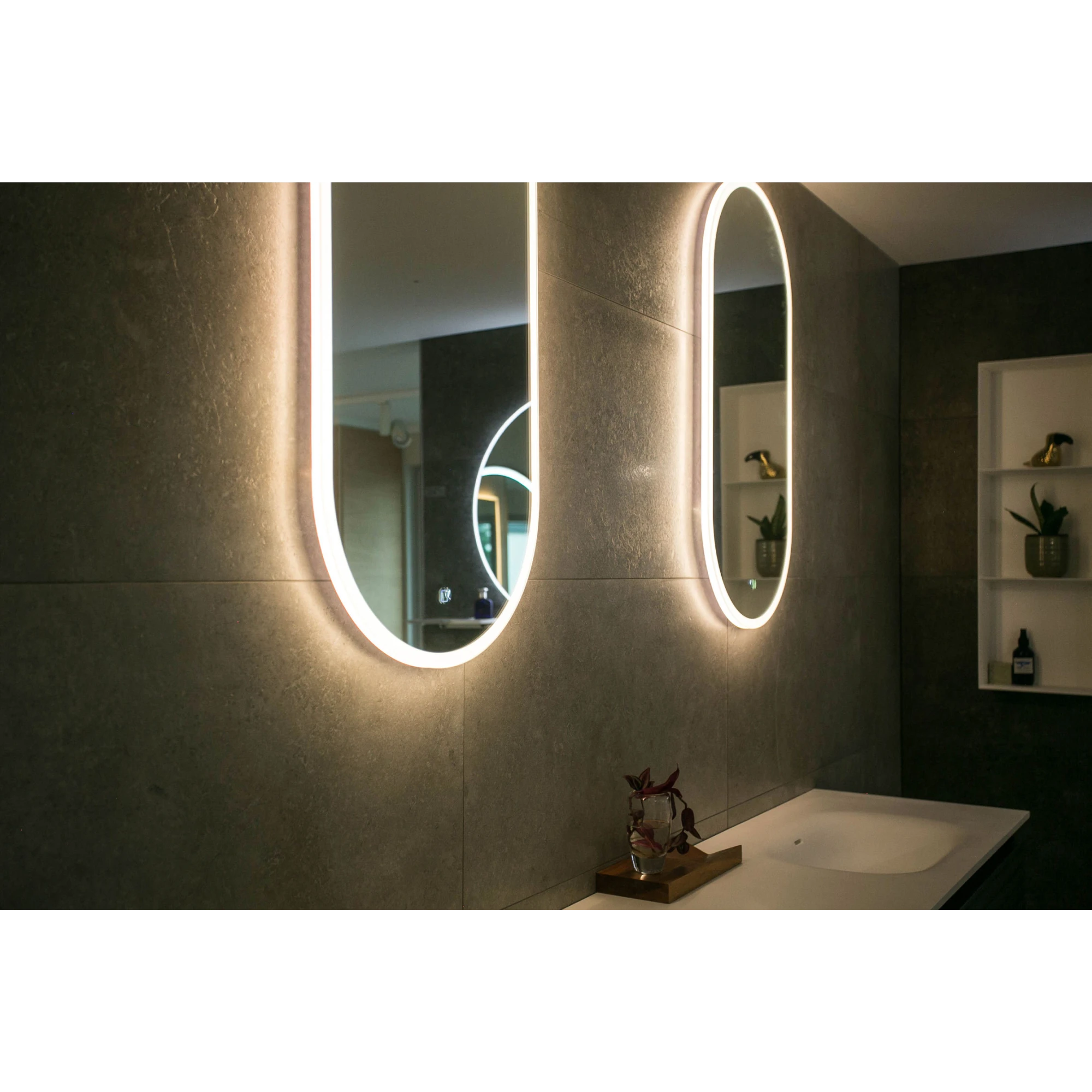 Aruvo Arled Oval Acrylic Framed LED Mirror, 90cm