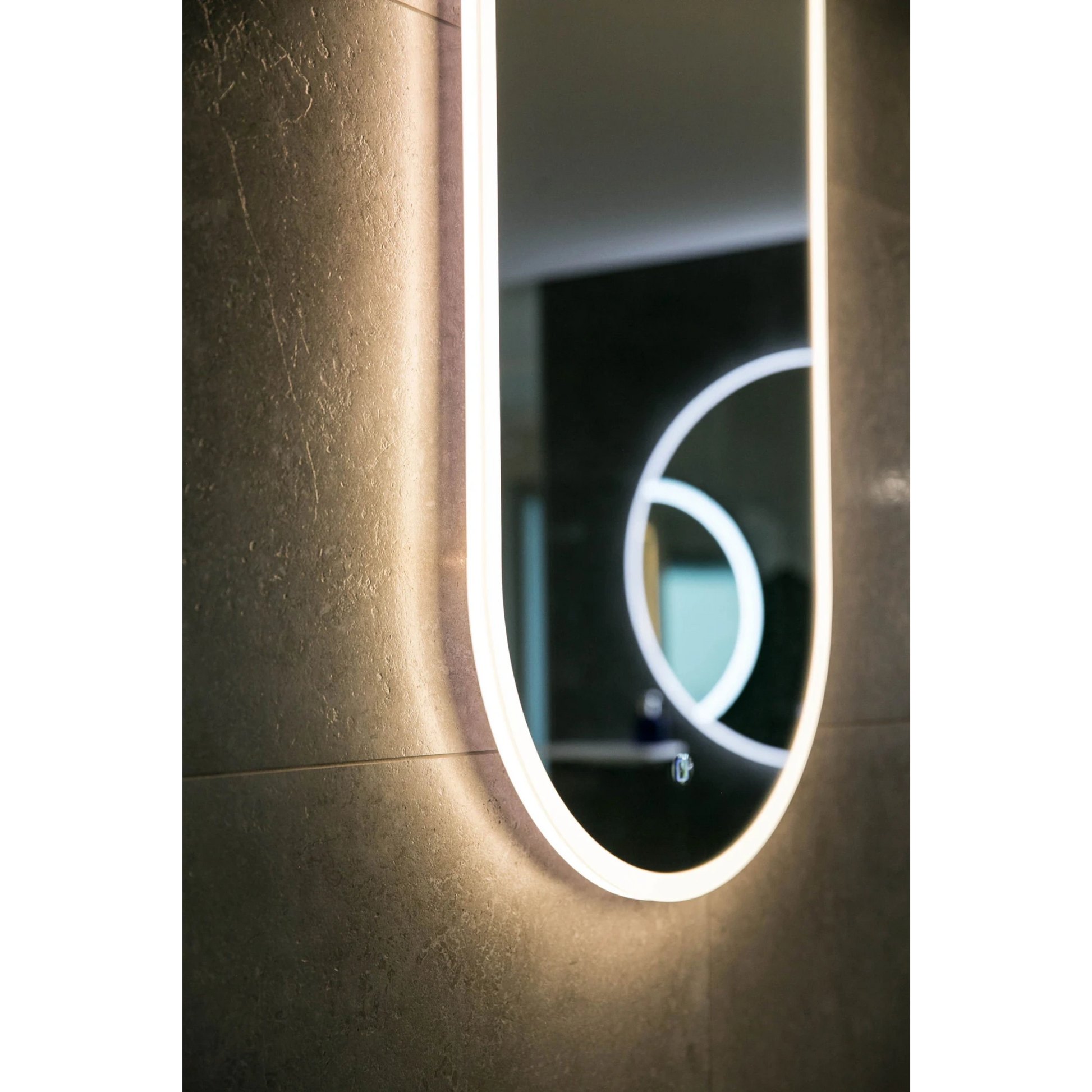 Aruvo Arled Oval Acrylic Framed LED Mirror, 90cm