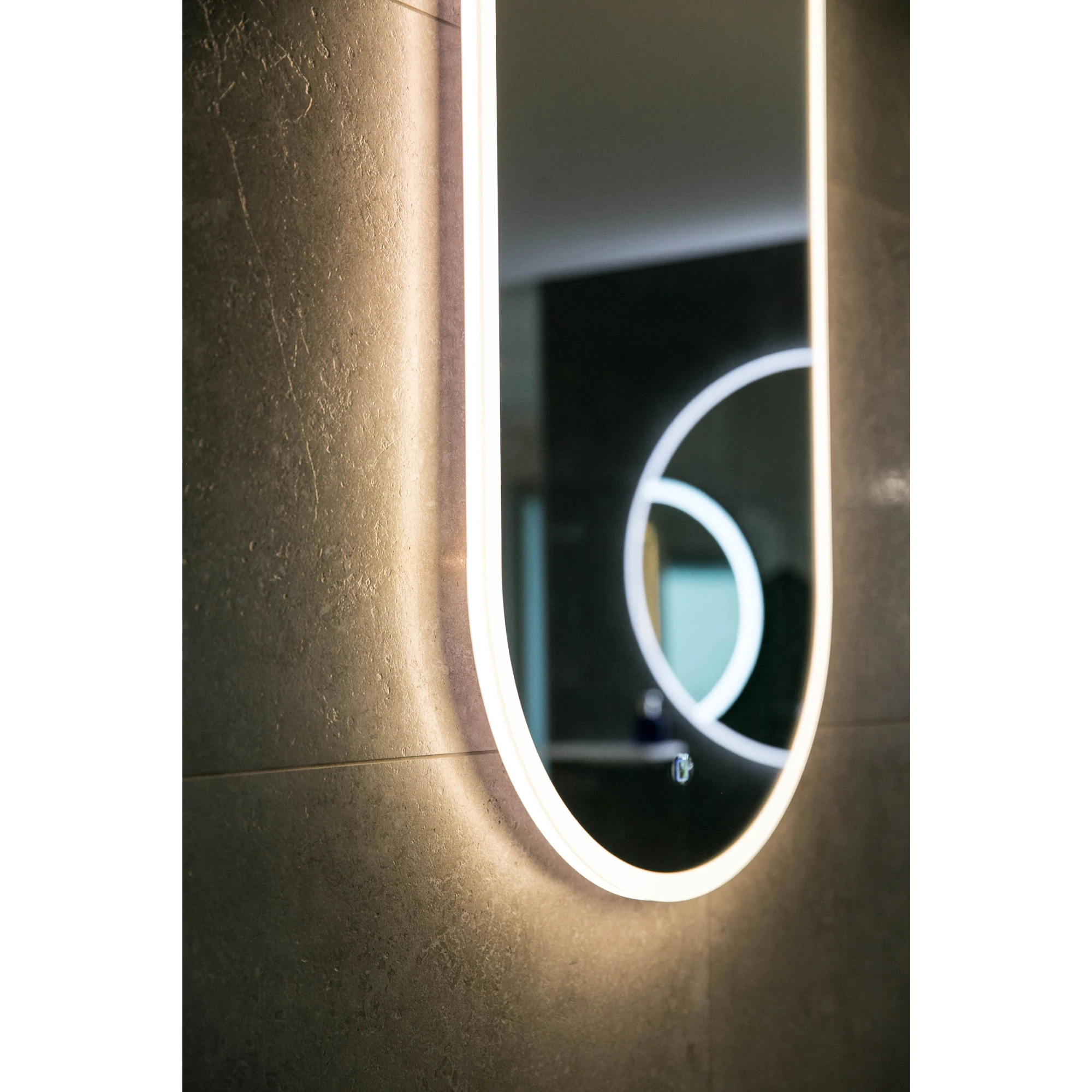 Aruvo Arled Oval Acrylic Framed LED Mirror, 90cm