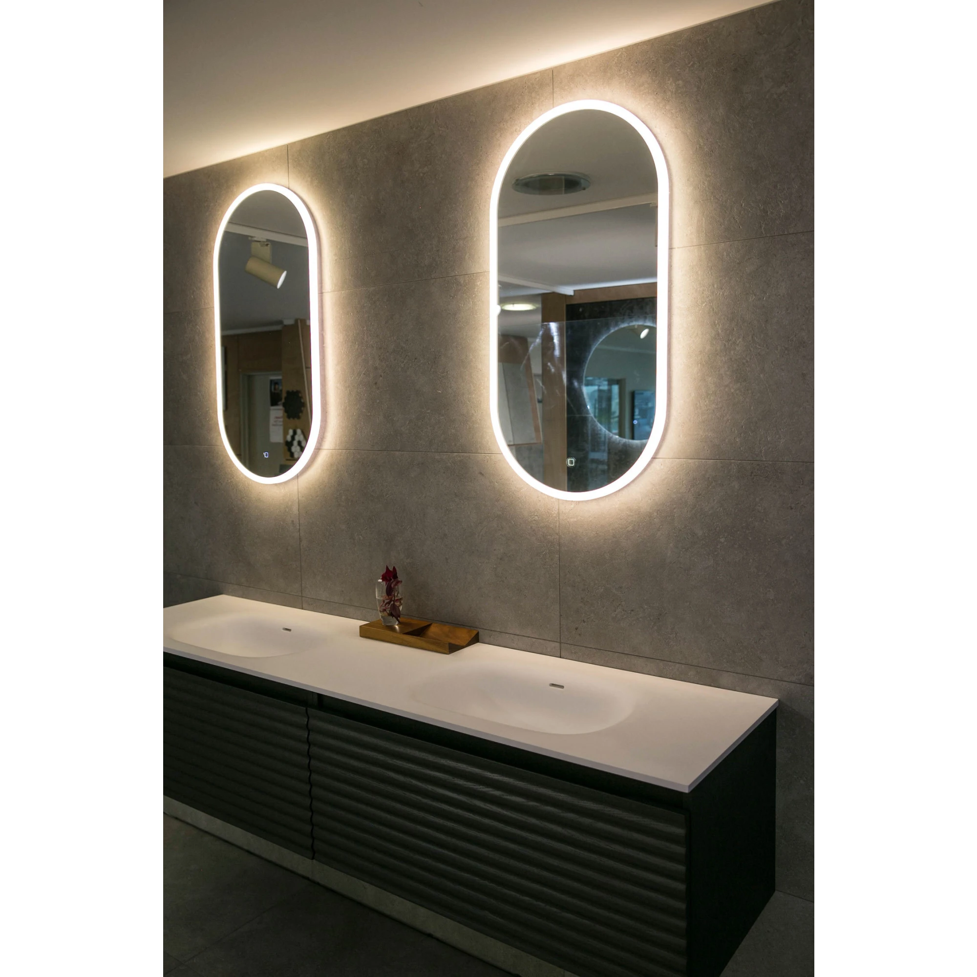 Aruvo Arled Oval Acrylic Framed LED Mirror, 90cm