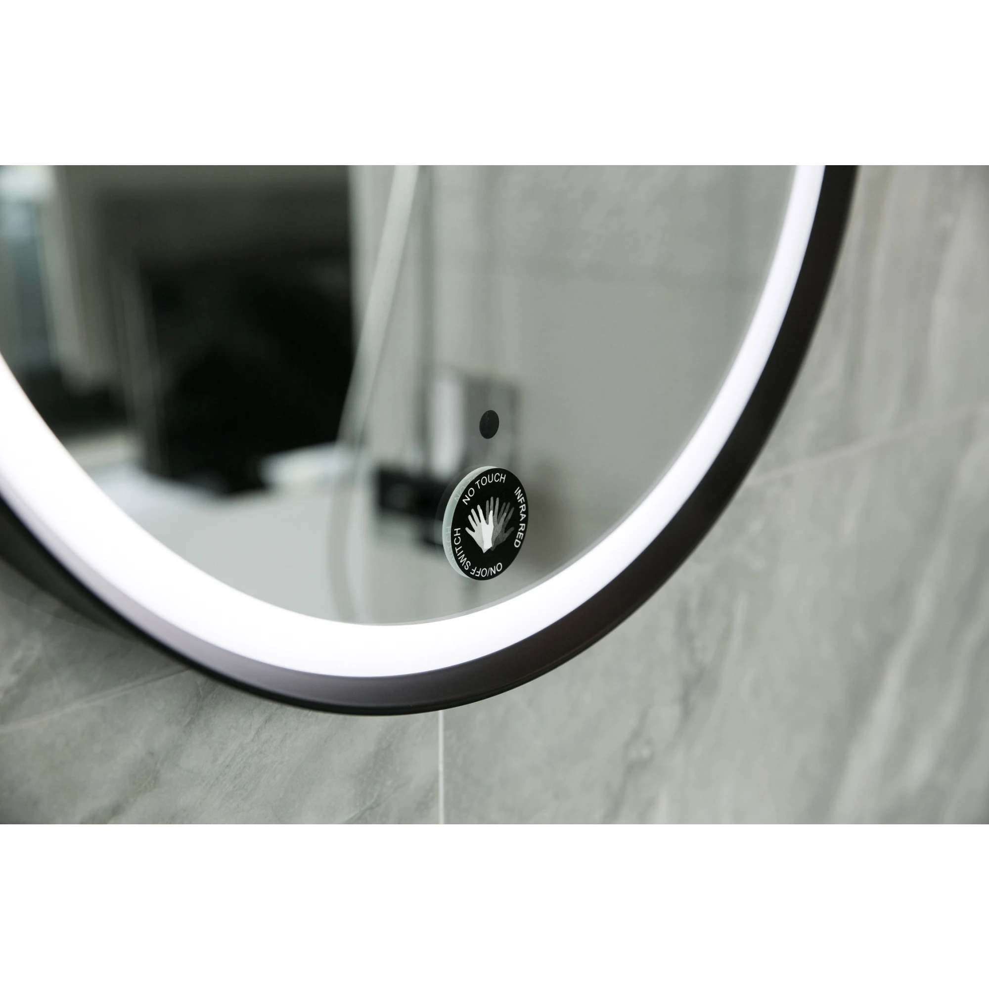 Aruvo Frled Oval Metal Framed LED Mirror, 90cm