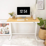 Loctek Et118 All-in-One Standing Desk, With 2 USB-A + 1 USB-C Charging Port, Pull-out Drawer, 120x60cm, Natural Wood & White