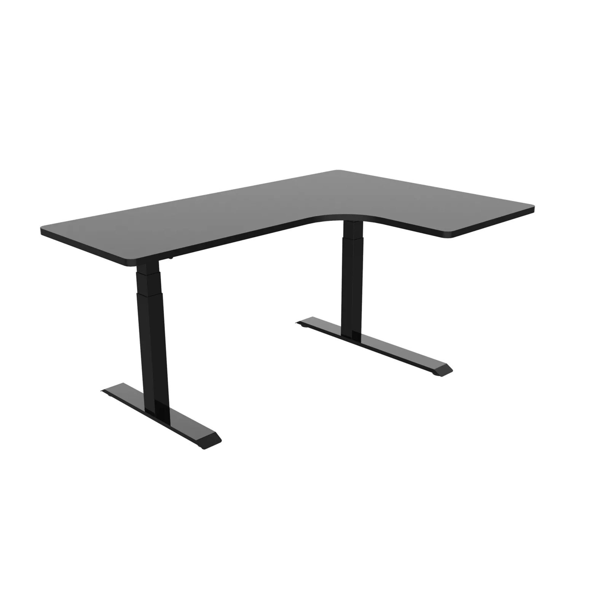 Loctek ET223DL L-Shape Ergonomic Standing Office Desk, Electric Height Adjustable With Dual Motors, 160x110x59.5cm, Black