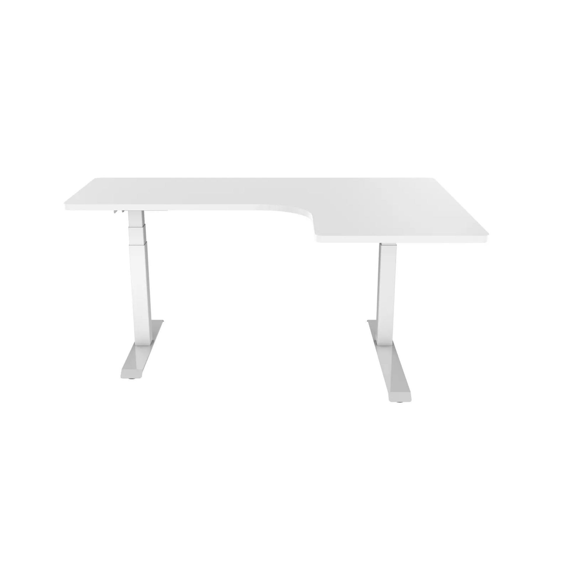 Loctek ET223DL L-Shape Ergonomic Standing Office Desk, Electric Height Adjustable With Dual Motors, 160x110x59.5cm, White
