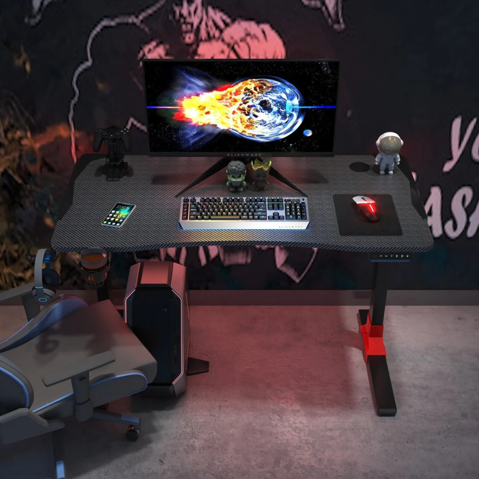 Loctek GET119-L Gaming Desk, Electric Height Adjustable, 120x60cm, Black