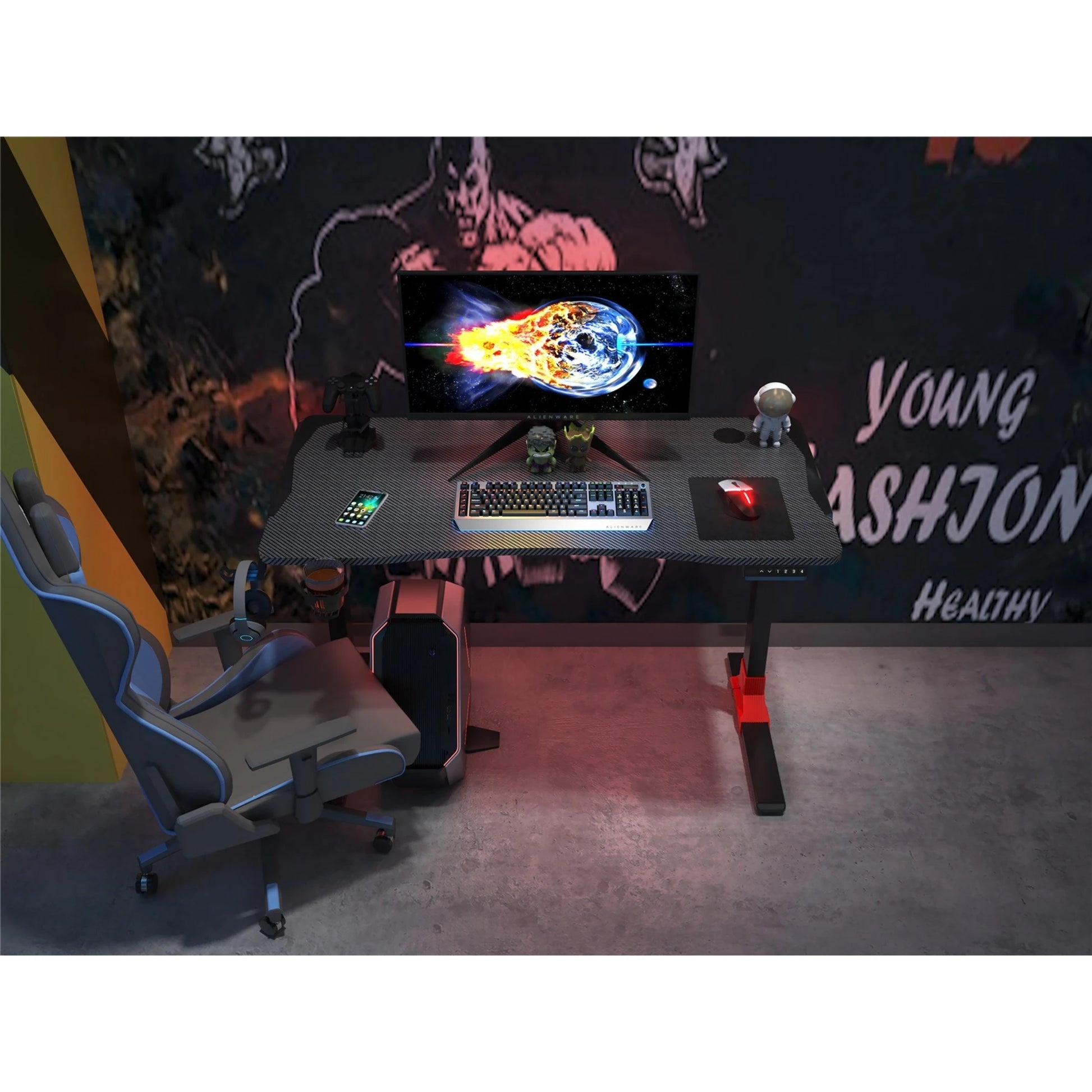 Loctek GET119-L Gaming Desk, Electric Height Adjustable, 120x60cm, Black