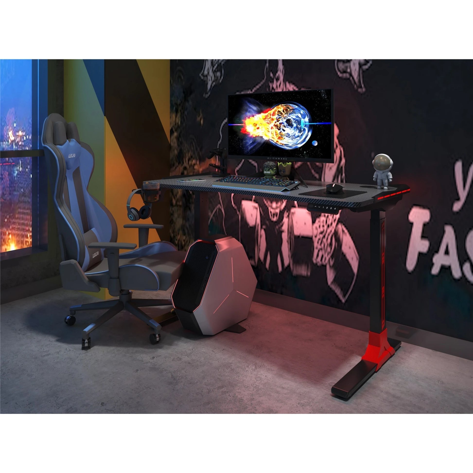 Loctek GET119-L Gaming Desk, Electric Height Adjustable, 120x60cm, Black