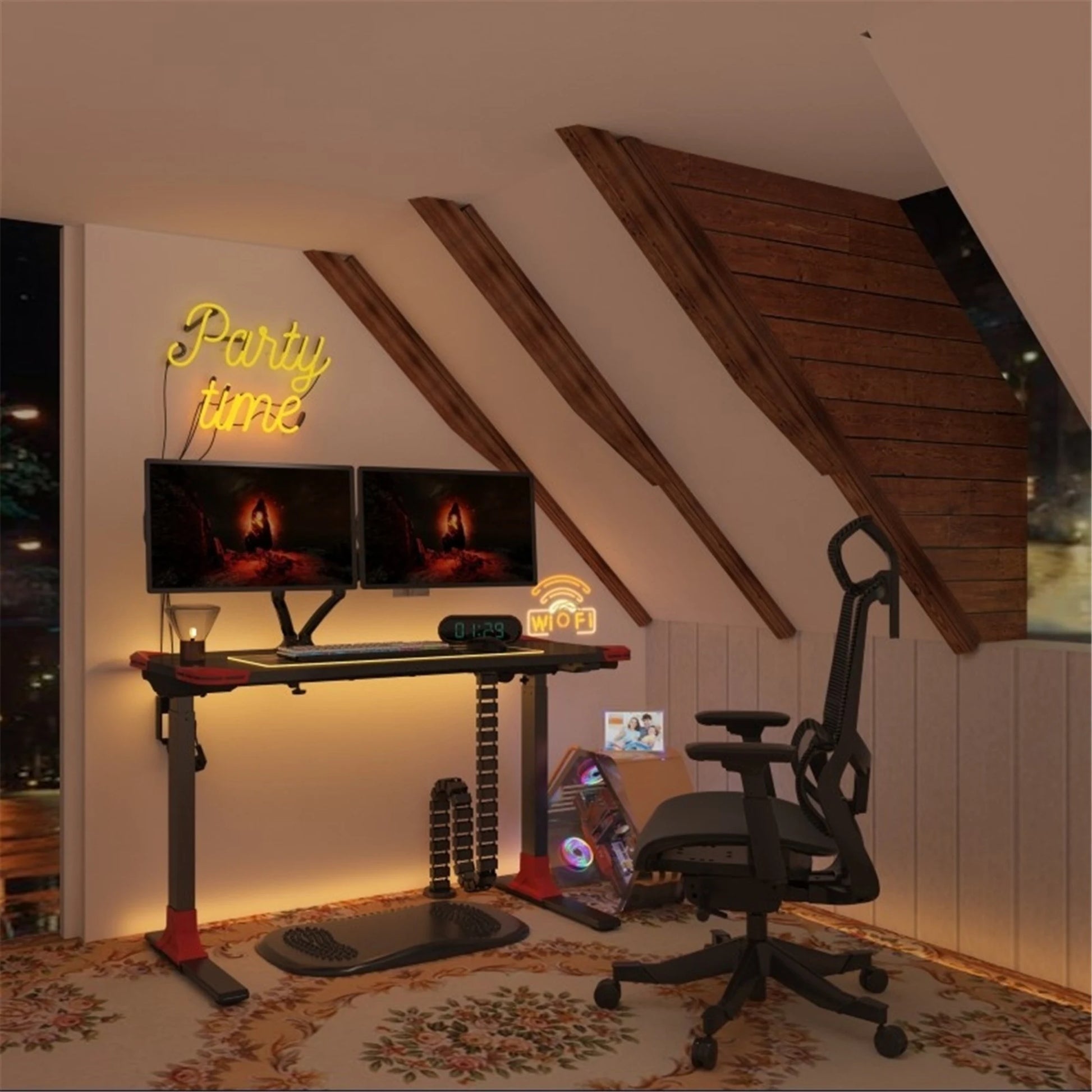 Loctek GET119-L Gaming Desk, Electric Height Adjustable, 120x60cm, Black