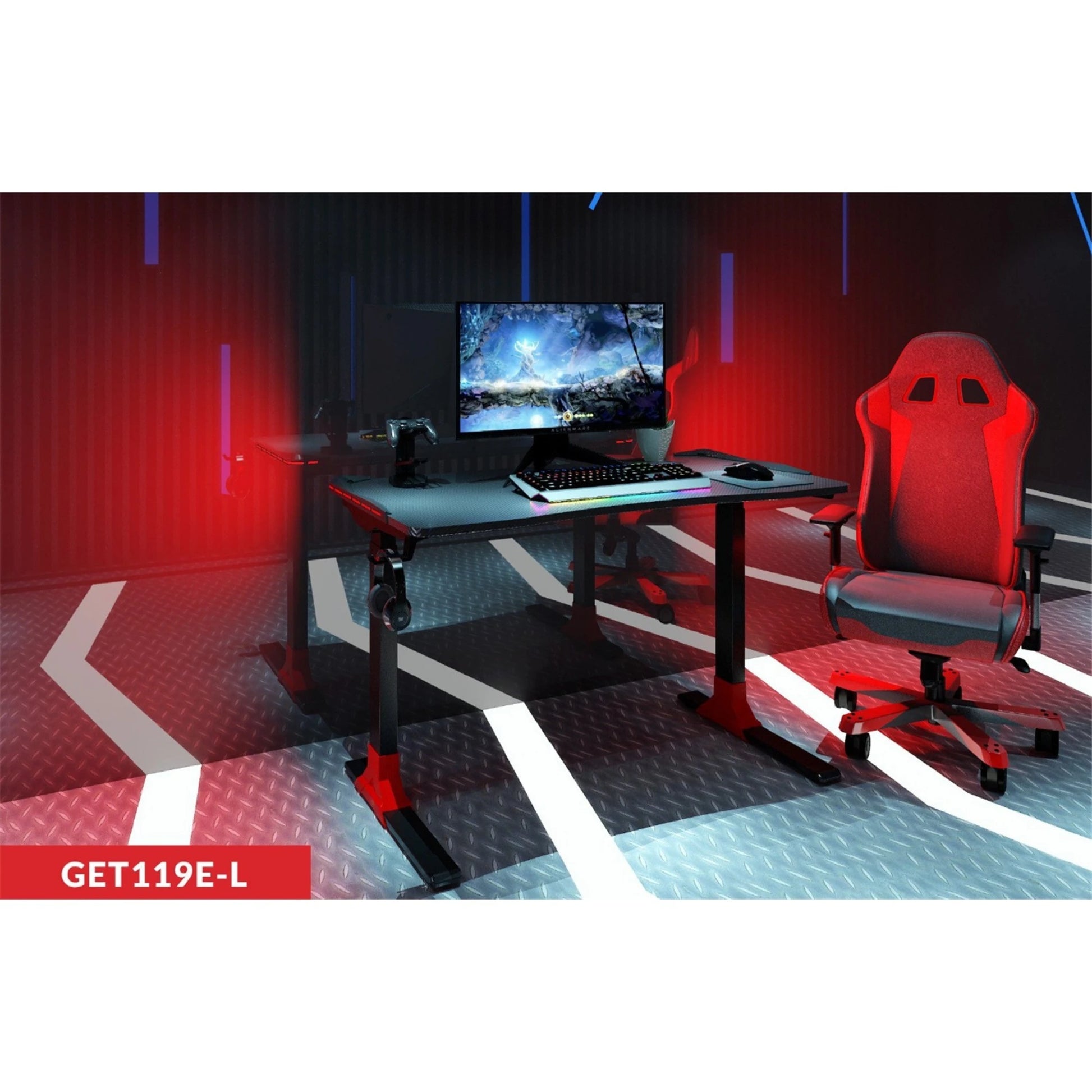 Loctek GET119-L Gaming Desk, Electric Height Adjustable, 120x60cm, Black