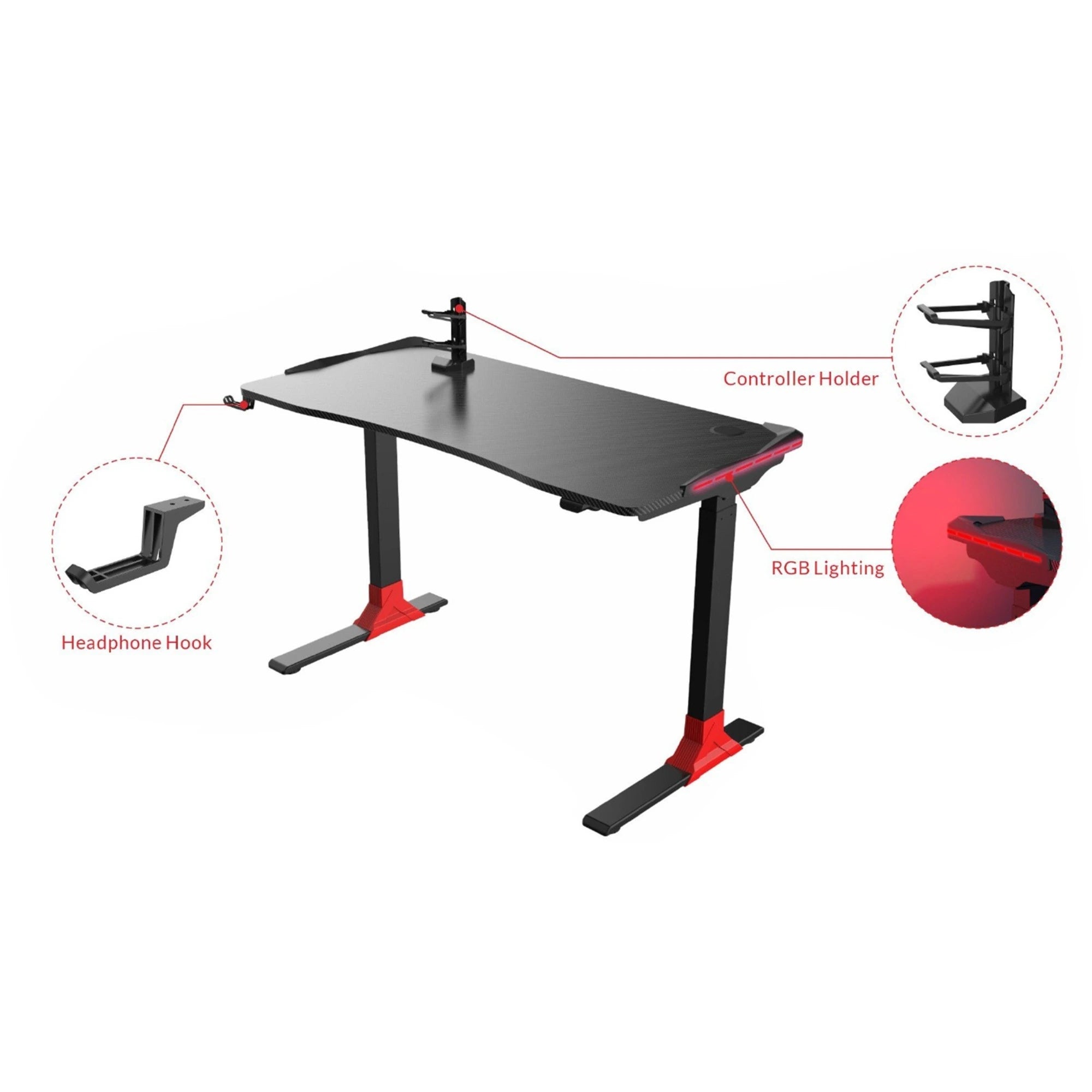 Loctek GET119-L Gaming Desk, Electric Height Adjustable, 120x60cm, Black