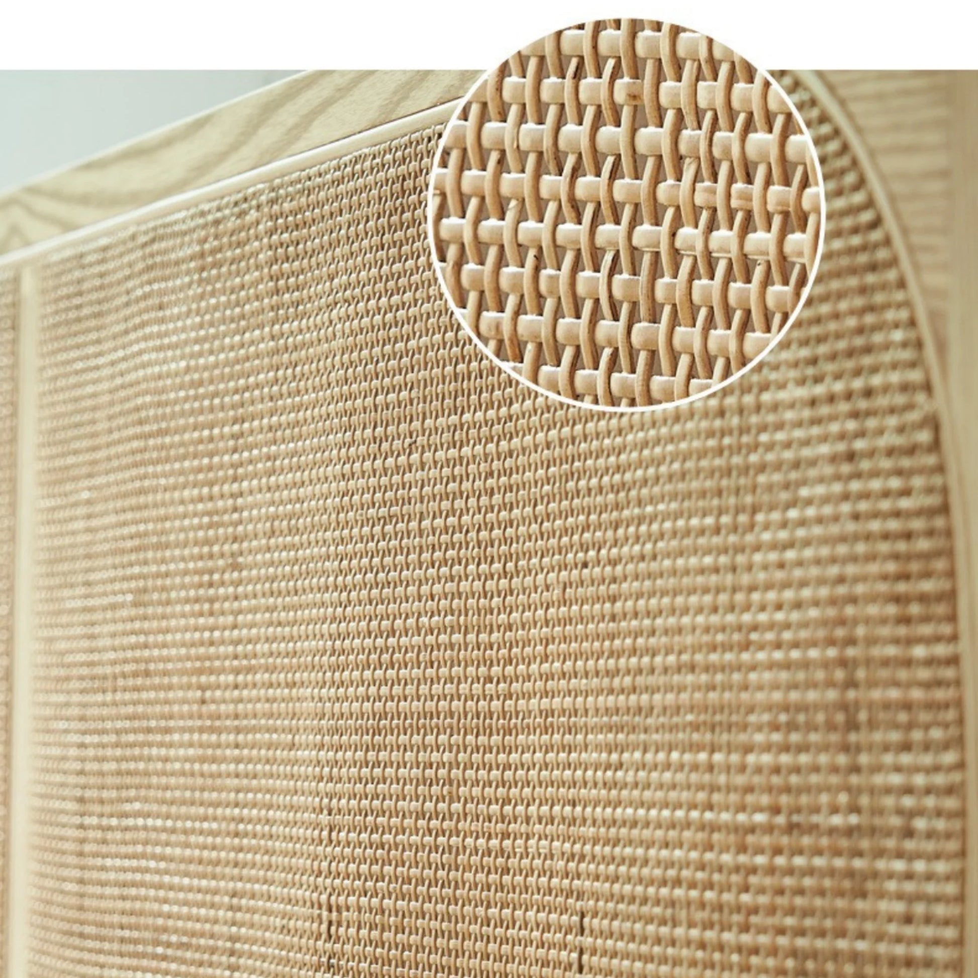 Bohoboho Costa Solid Wood & Rattan Bed Frame, Natural Wood